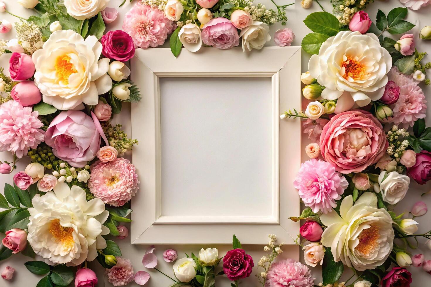 elegant floral posters frame with flowers aerial view photo
