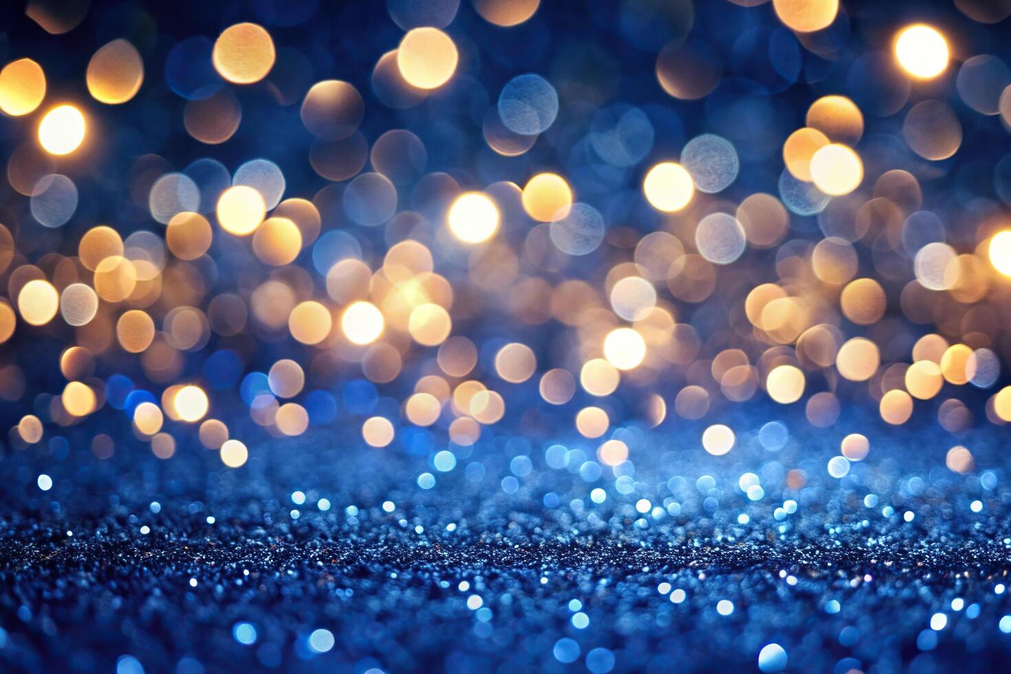 Depth of field shiny navy blue bokeh lights festive wallpaper photo