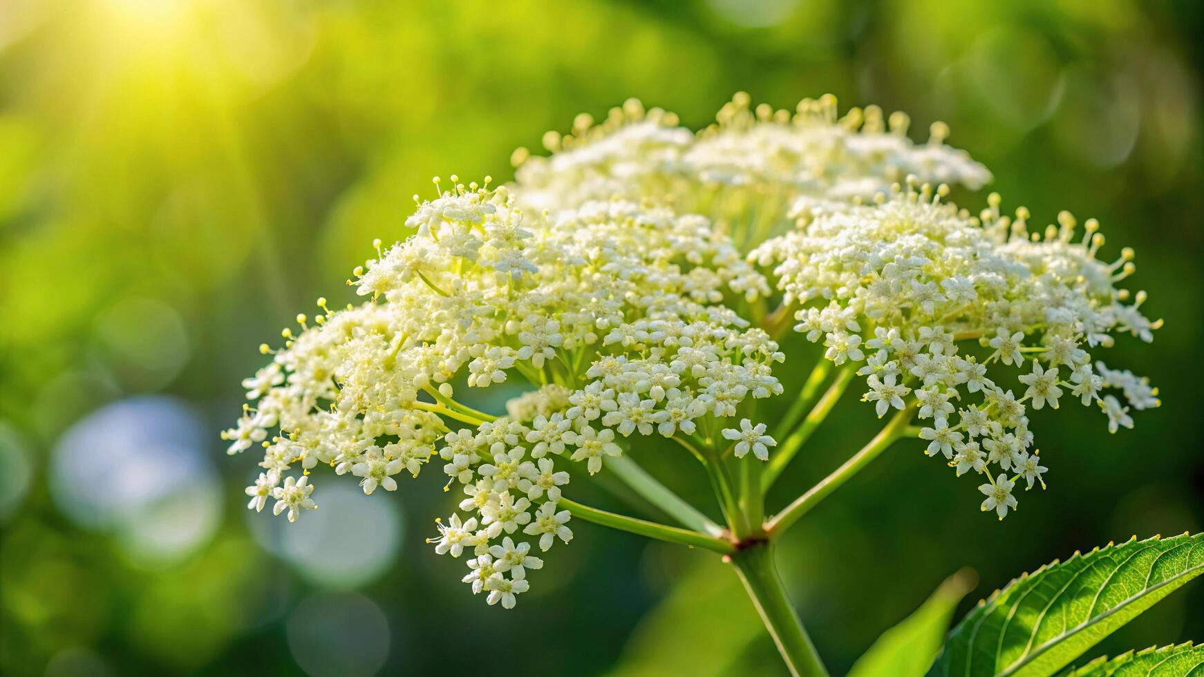 Elderberry bloom flower in clear background photo