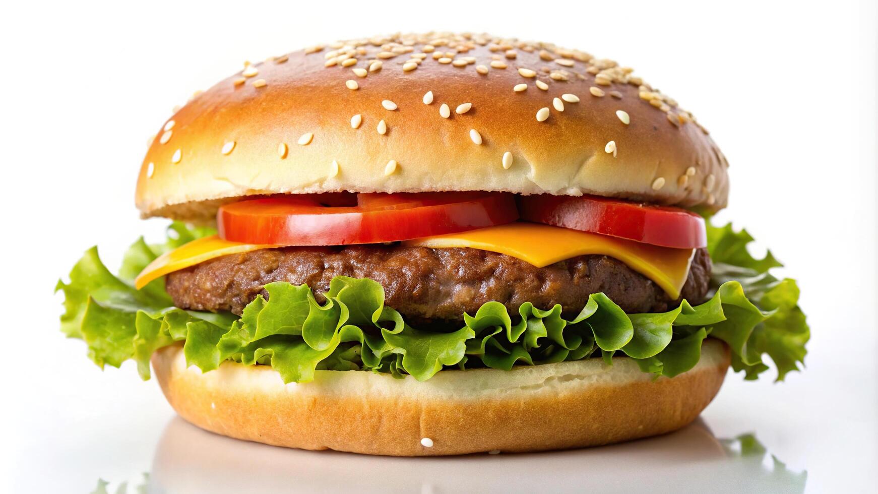 Delicious hamburger isolated on white background photo