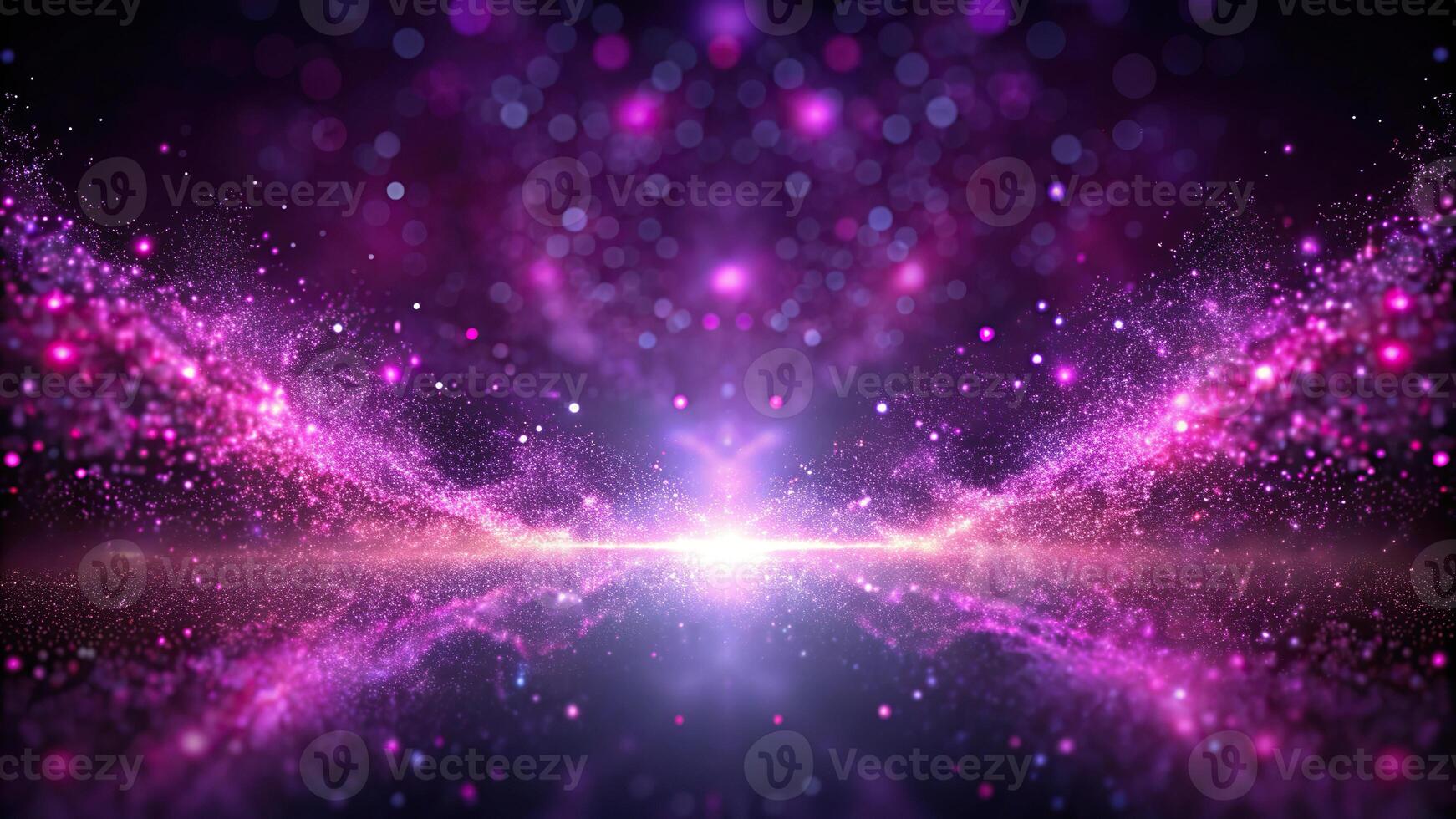 Dark pink purple glow dust particles light effect with symmetrical composition photo