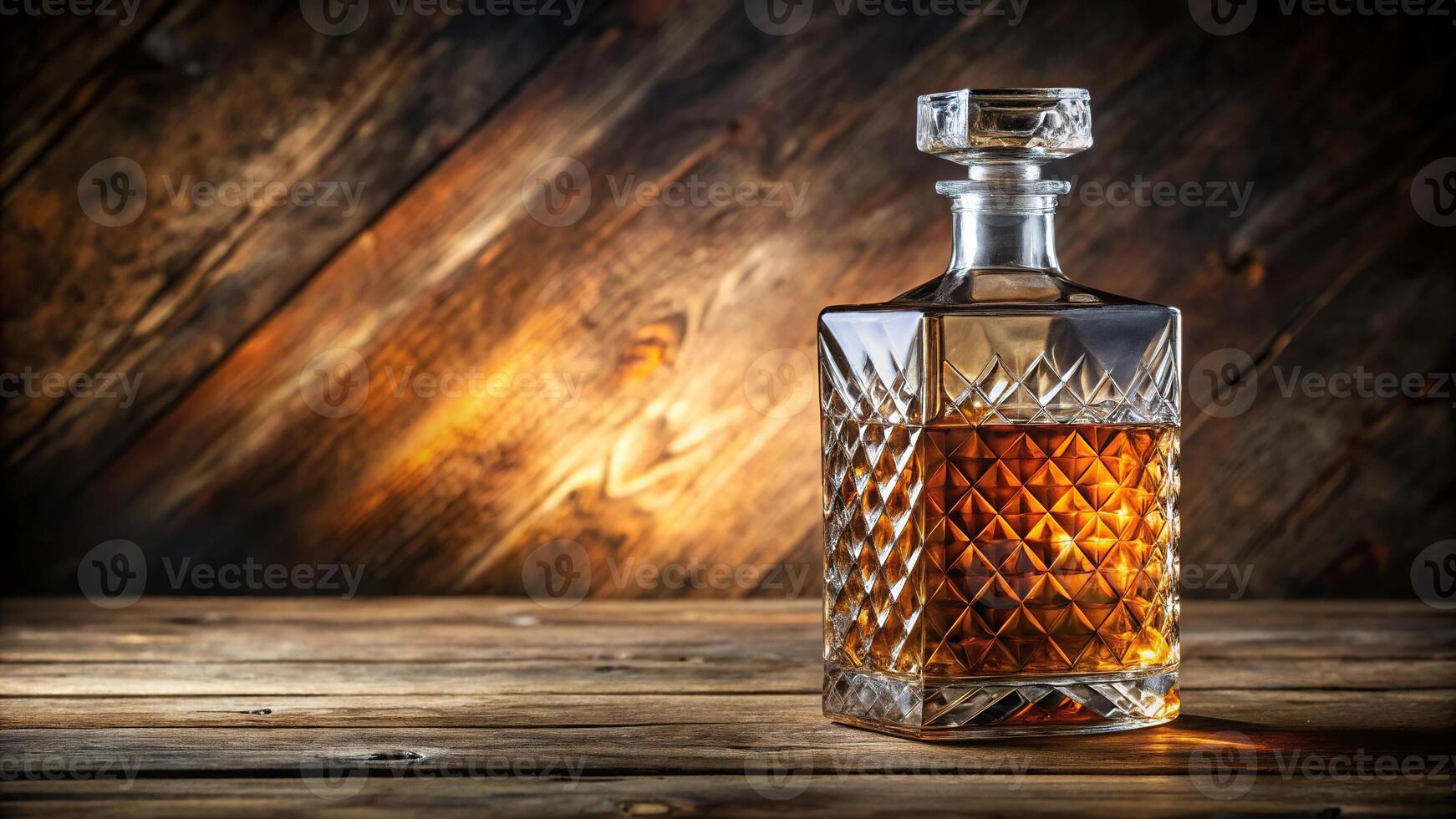 Crystal glass bottle of whiskey with vintage charm photo