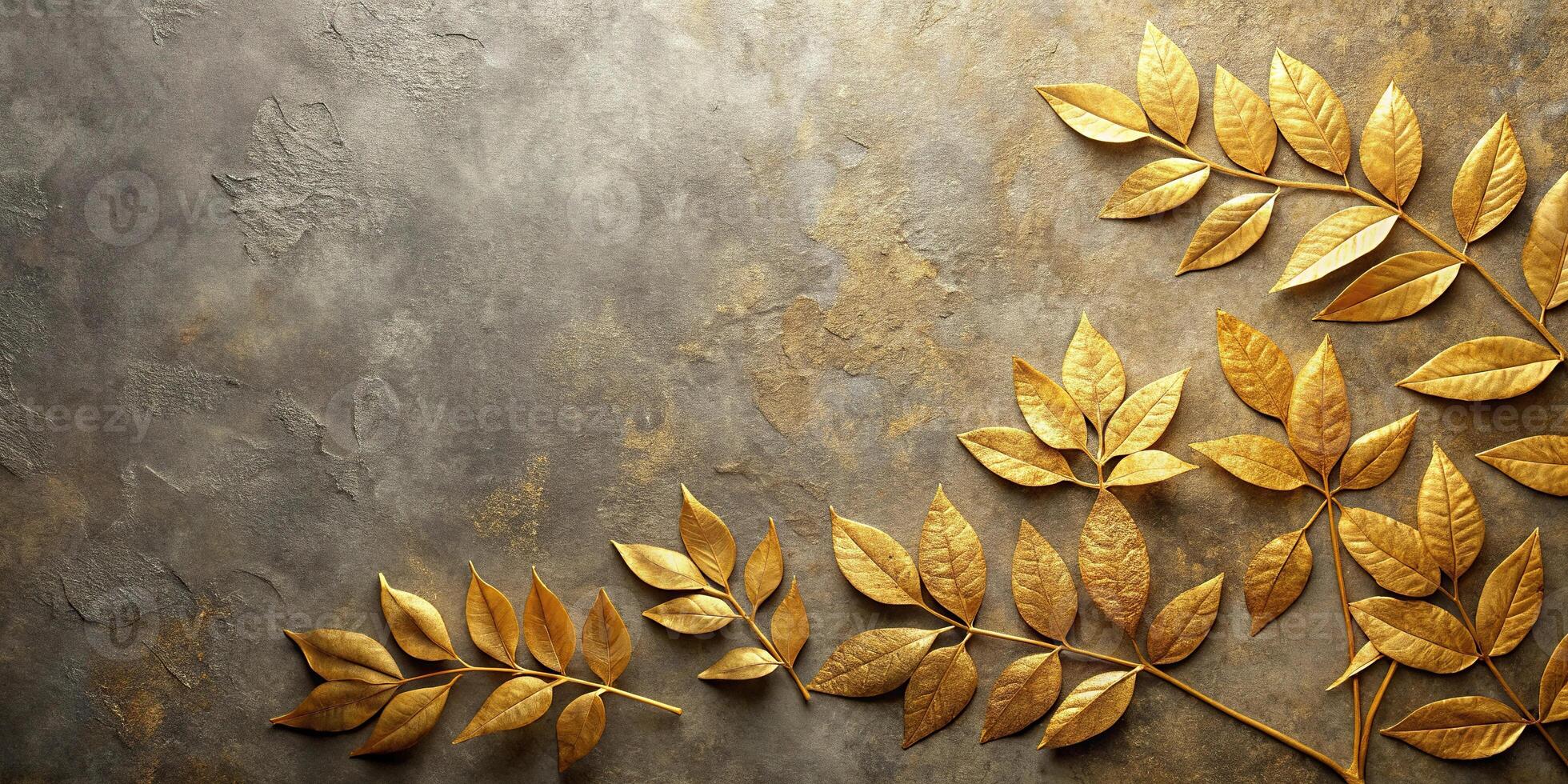 Elegant abstract leaves with metallic accents on textured background photo