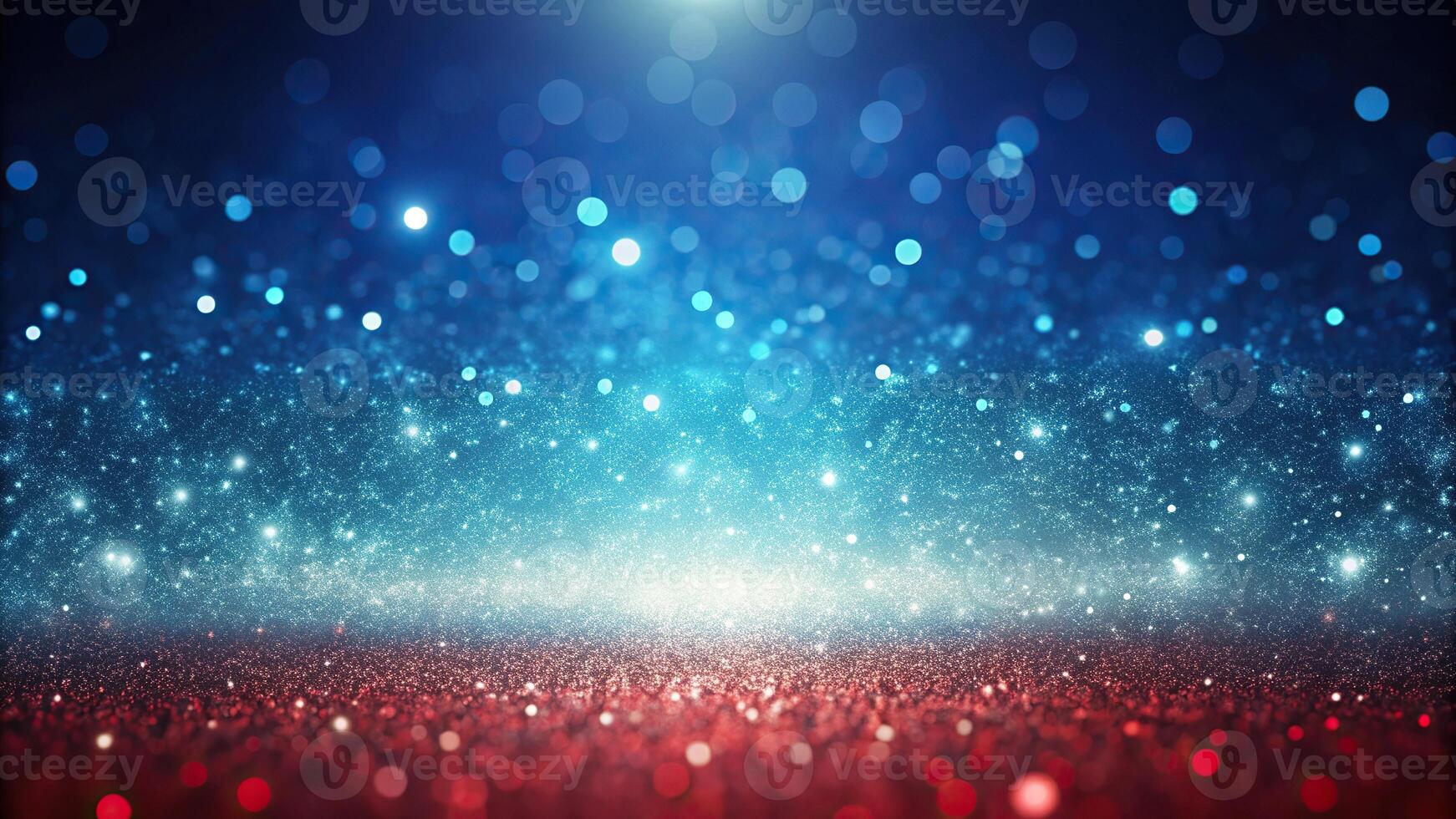 Elegant background with dark to light blue gradient and shimmering red and white accents in forced perspective photo