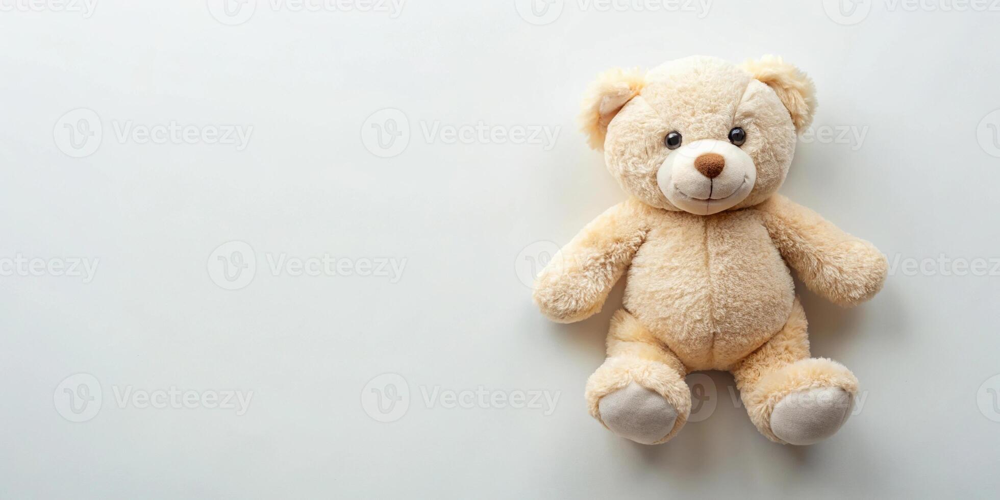 cute stuffed bear toy on plain background photo