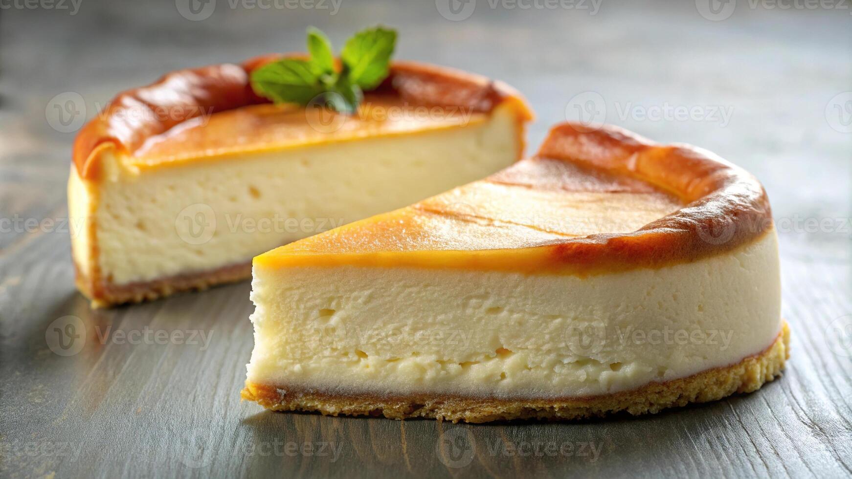 Creamy basque cheesecake set against an isolated background photo