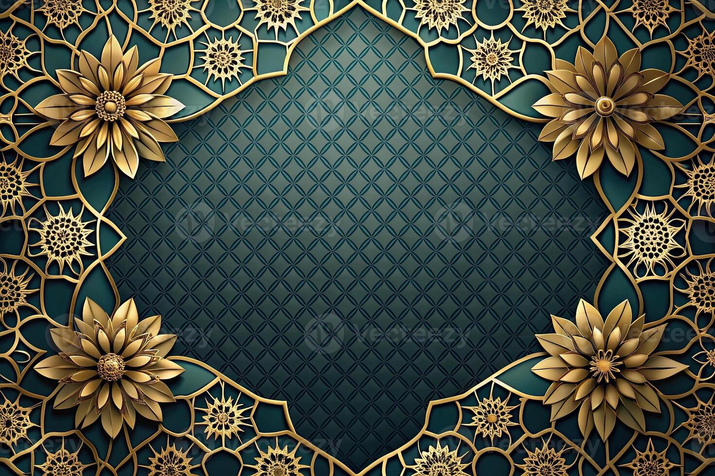 Elegant floral geometric pattern gold accents low angle view photo