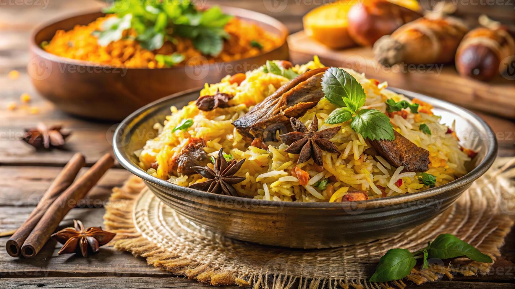 Delicious Biryani dish with aromatic spices and basmati rice photo