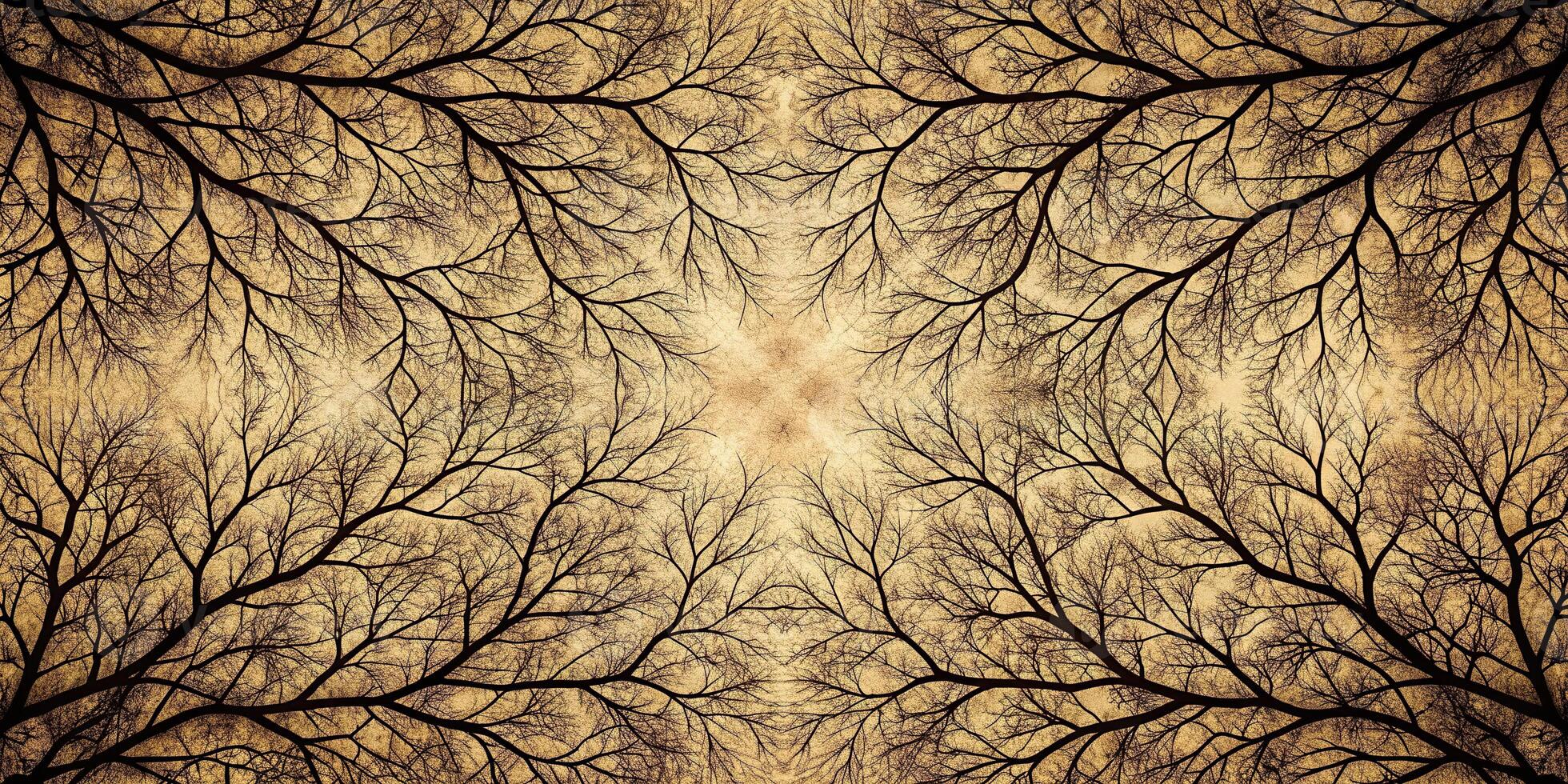 Dark intricate branches on textured beige background photo
