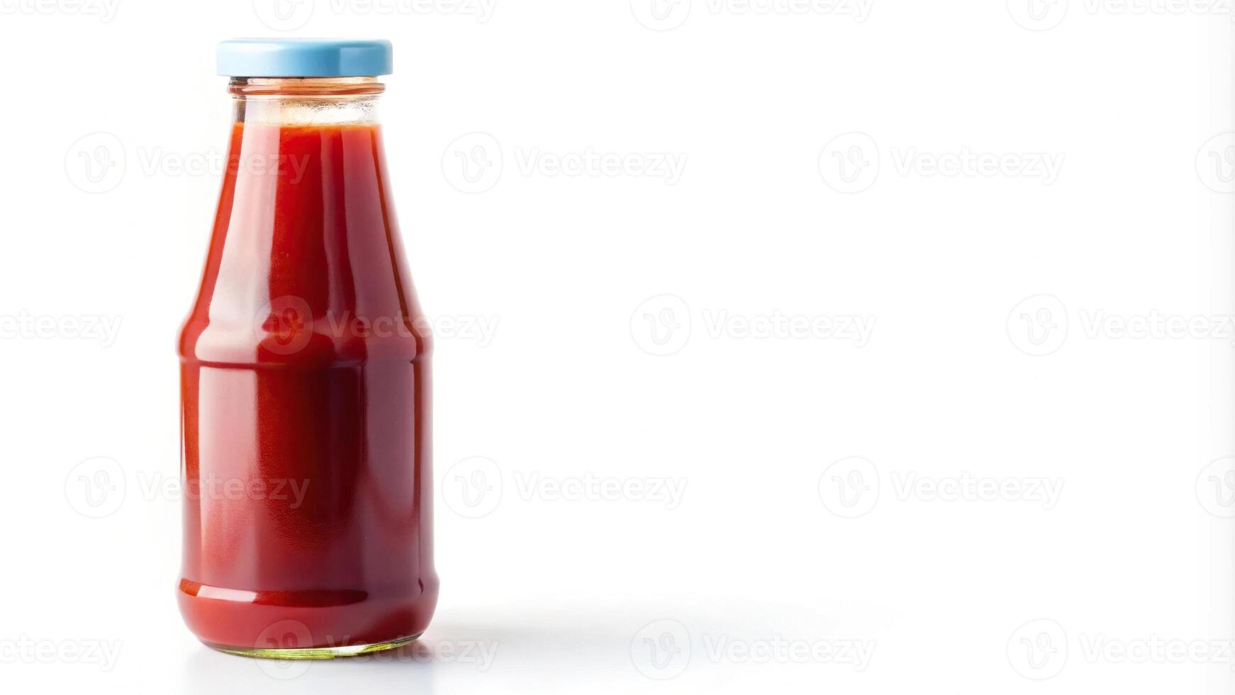 ketchup bottle isolated on white background close-up macro shot photo