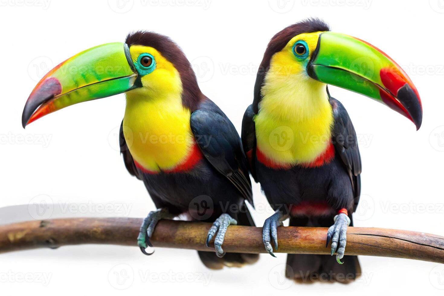Keel Billed Toucans isolated on white background photo