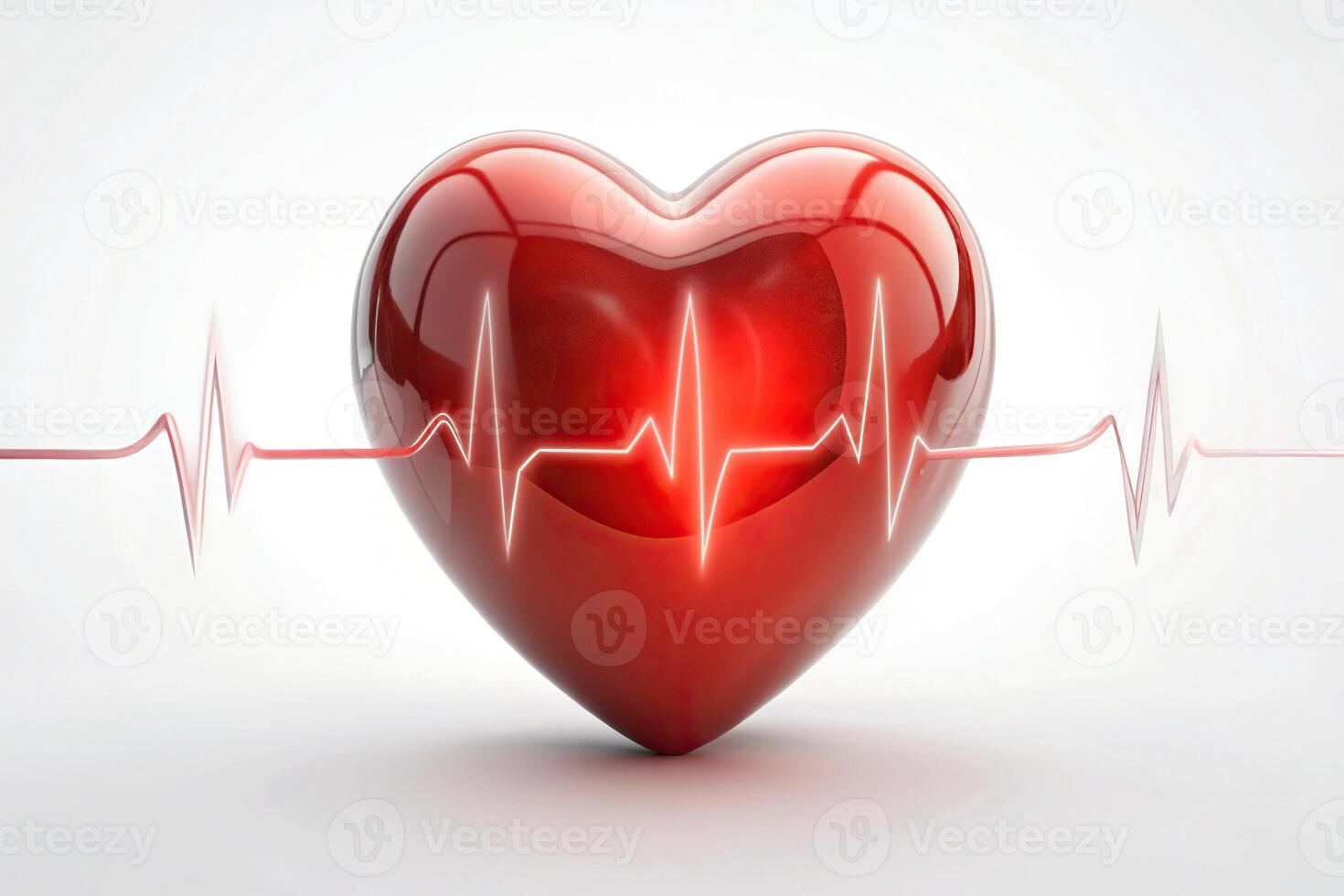 Low angle view of pulsating sick heart on white background photo