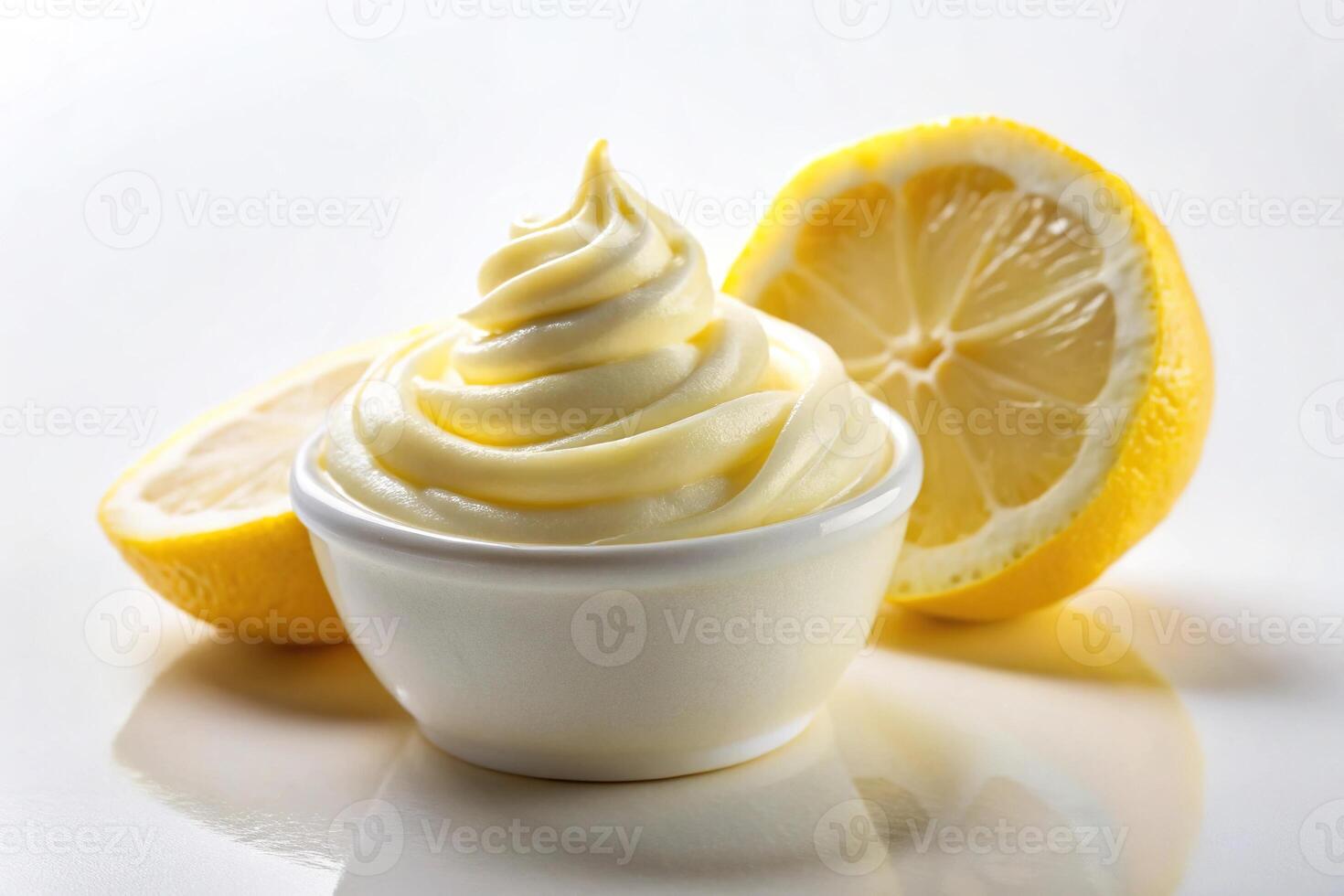 Lemon cream isolated on white background Macro photo
