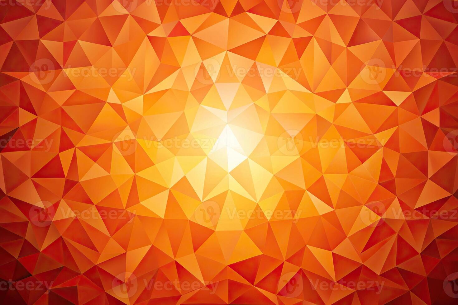 Low polygon orange triangle mosaic background with fisheye effect photo