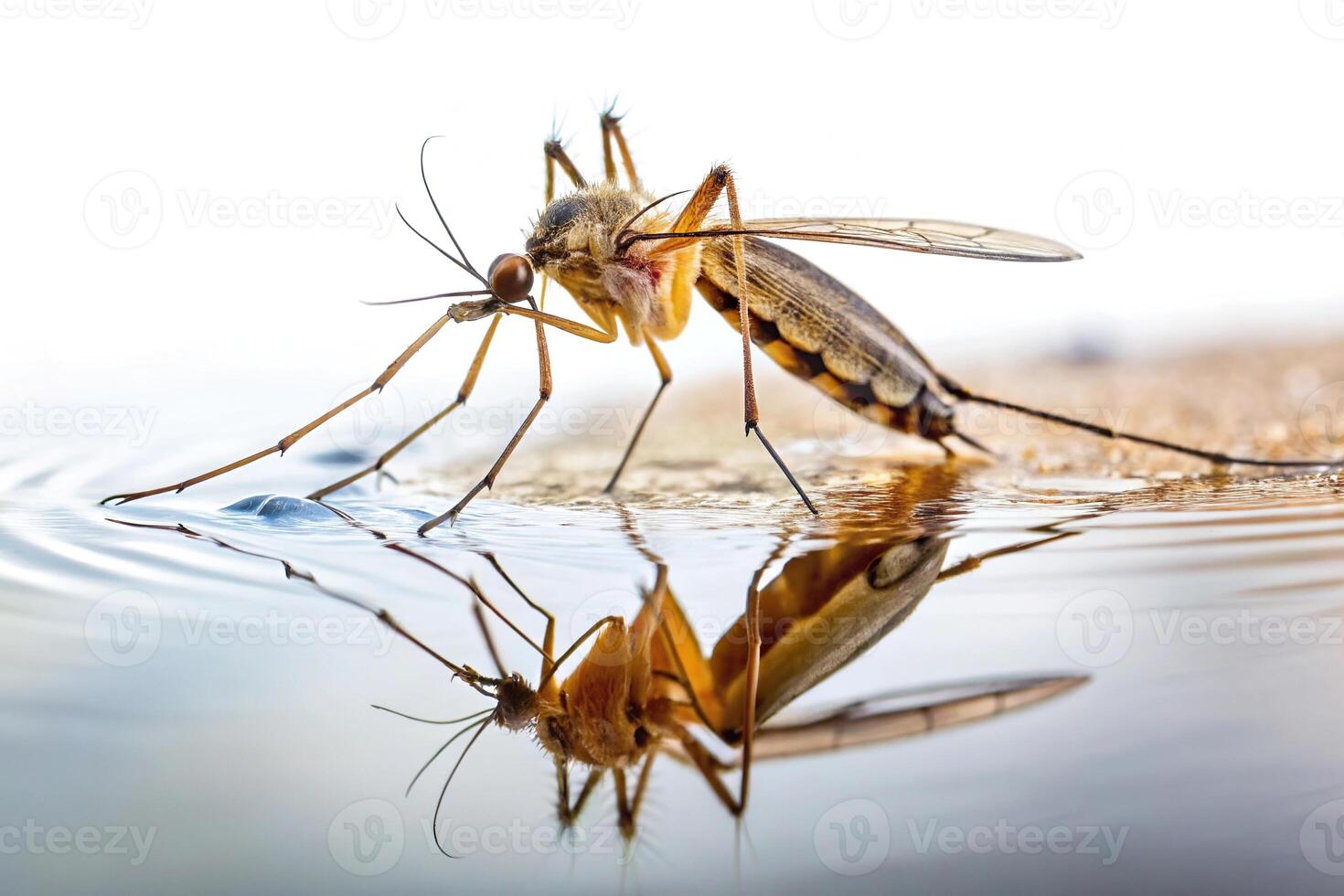 Macro shot of mosquito on water surface photo
