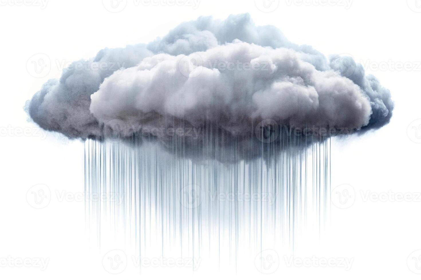 Macro image of a cloud with rain isolated on white background photo