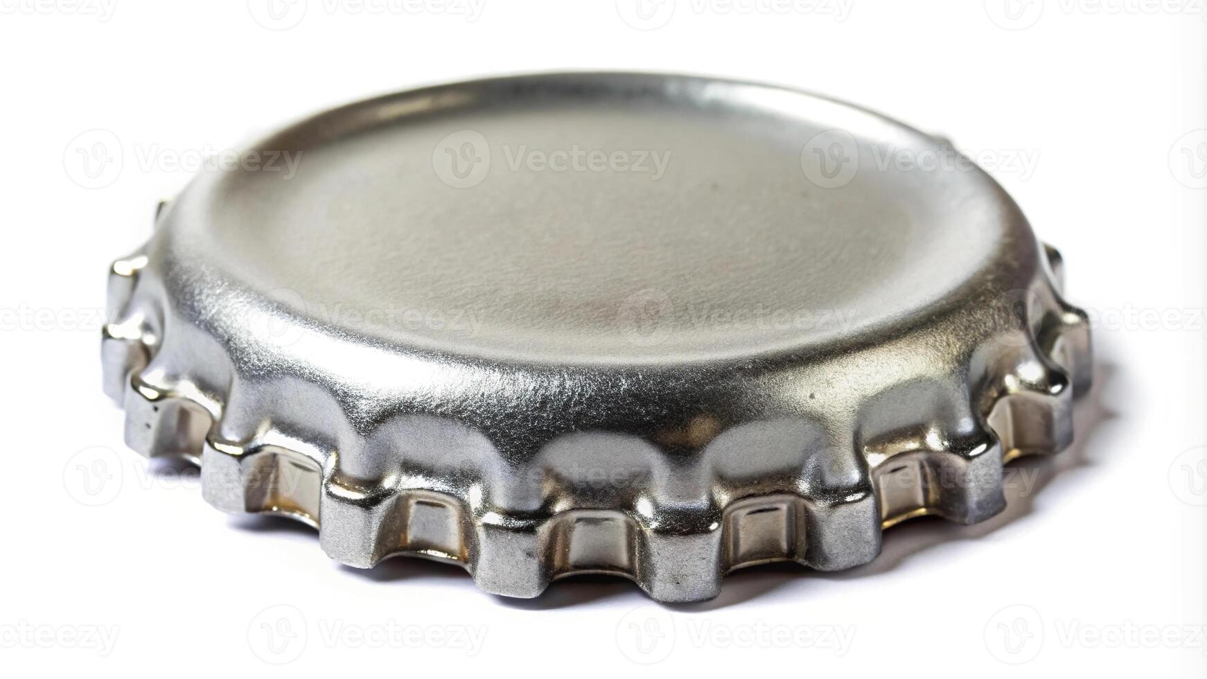 Macro shot of an empty gray bended crown cap on white background photo