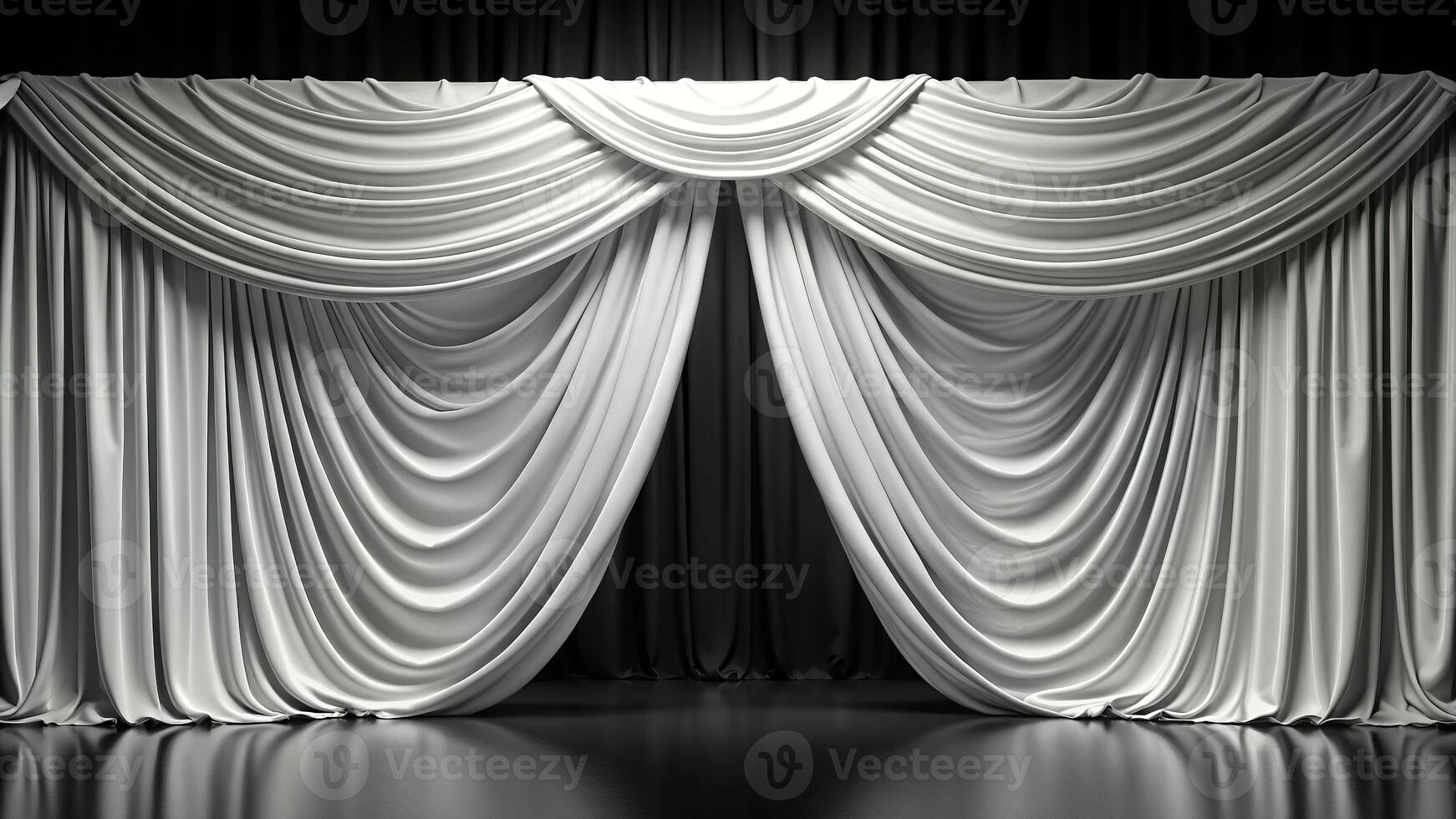Luxurious white silk curtain drapes decor photo