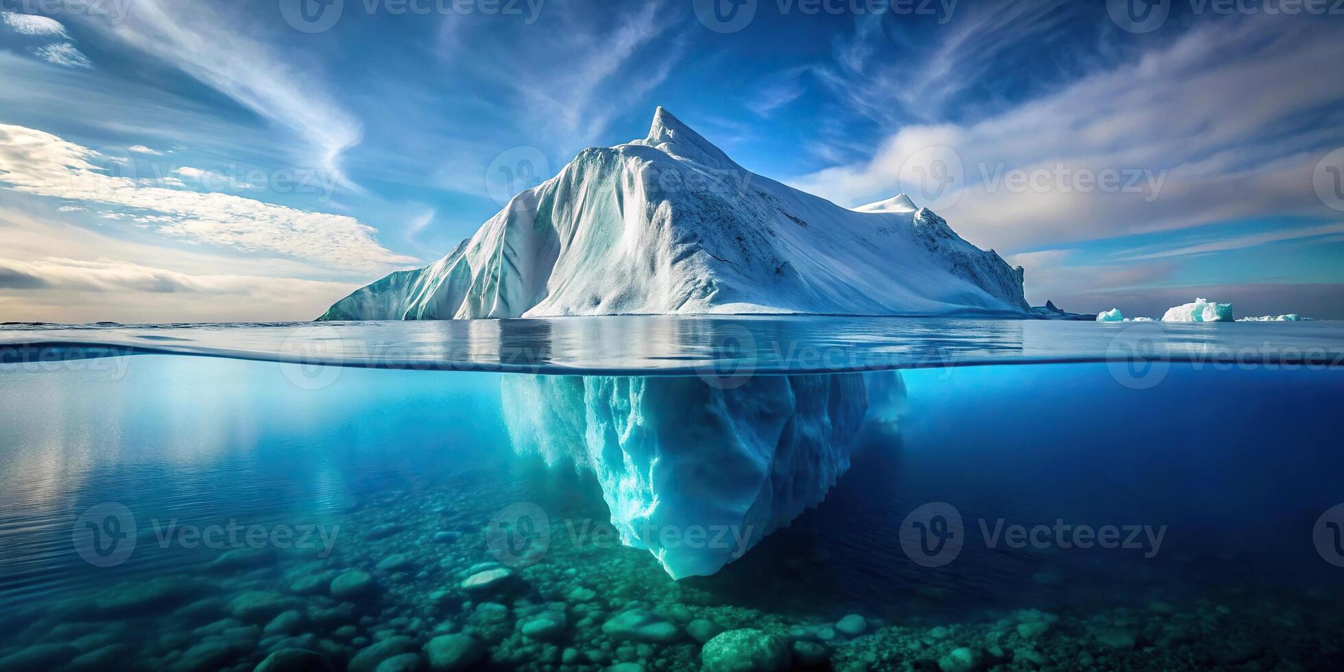 Majestic iceberg split between above and below water in Arctic Ocean photo