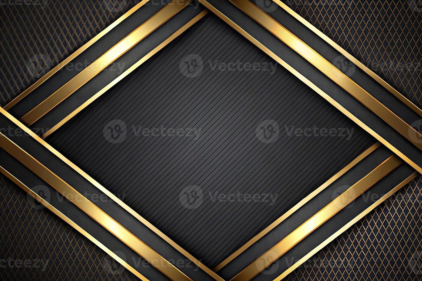 Luxury black overlapping layers background with gold accents photo