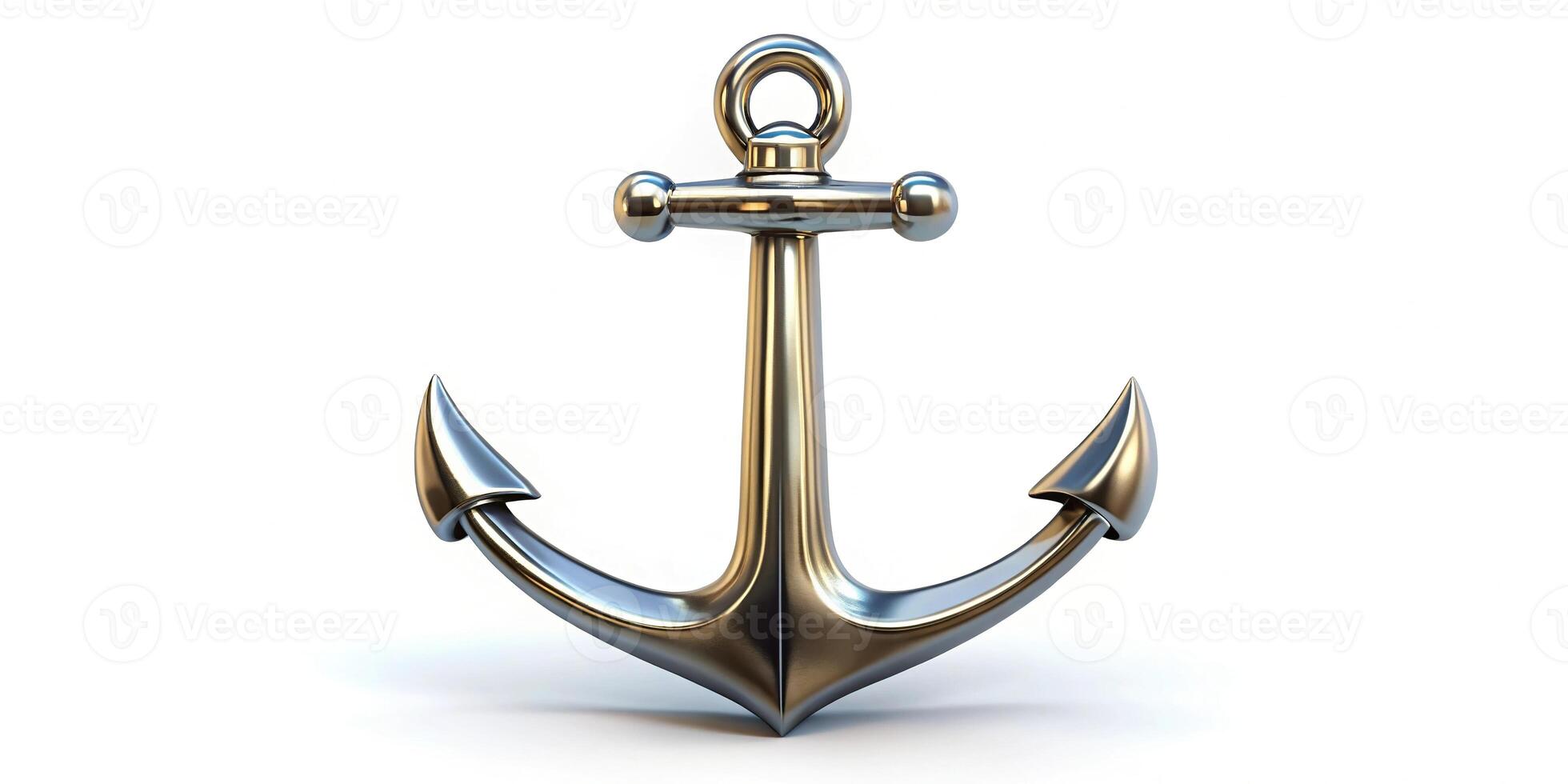 Panoramic elegant anchor on white background with oceanic undertone photo