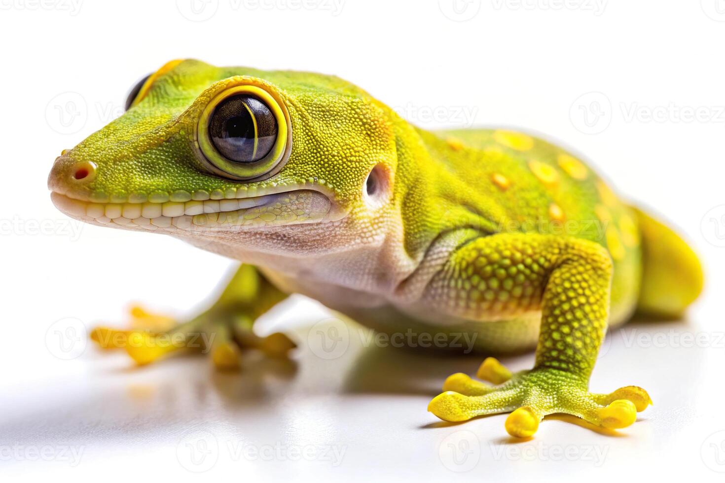 Panoramic shot of colocasia lemon lime gecko on white background photo