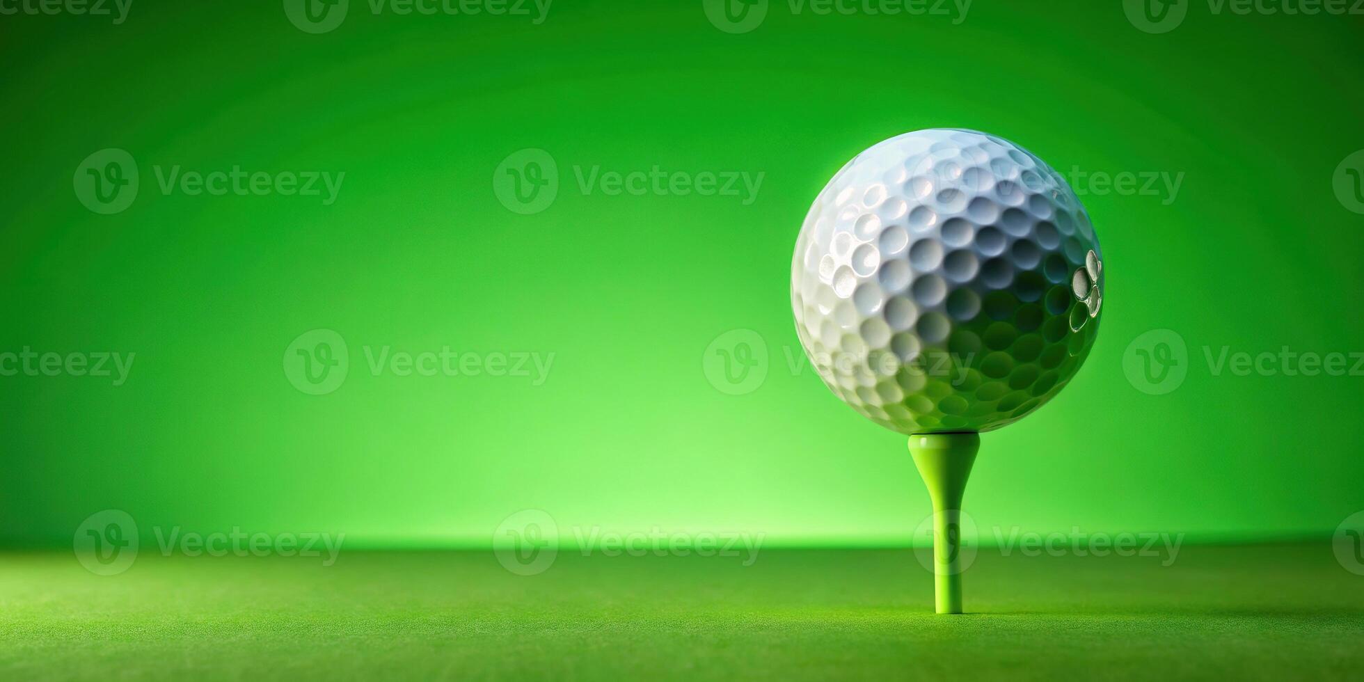 Perfect swing golf ball on bright green tee minimalism photo