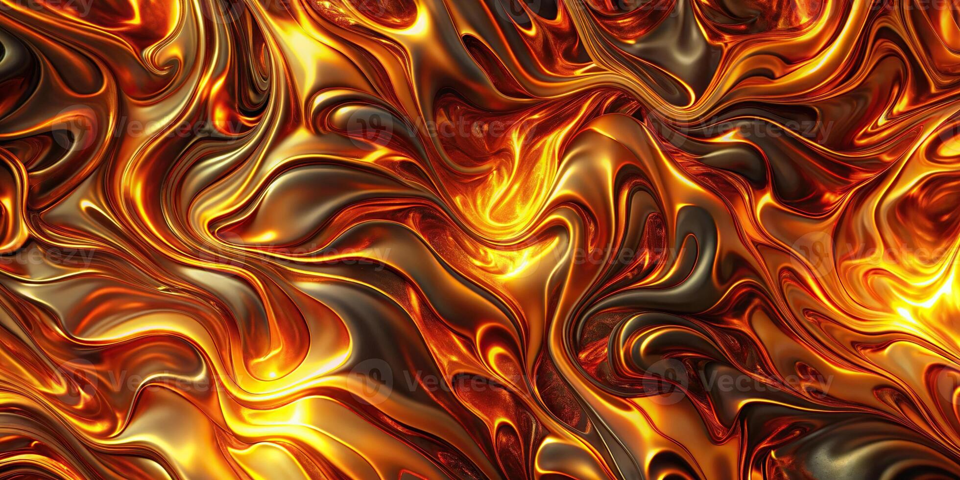 Panoramic abstract texture resembling molten metal with dynamic patterns and warm colors photo