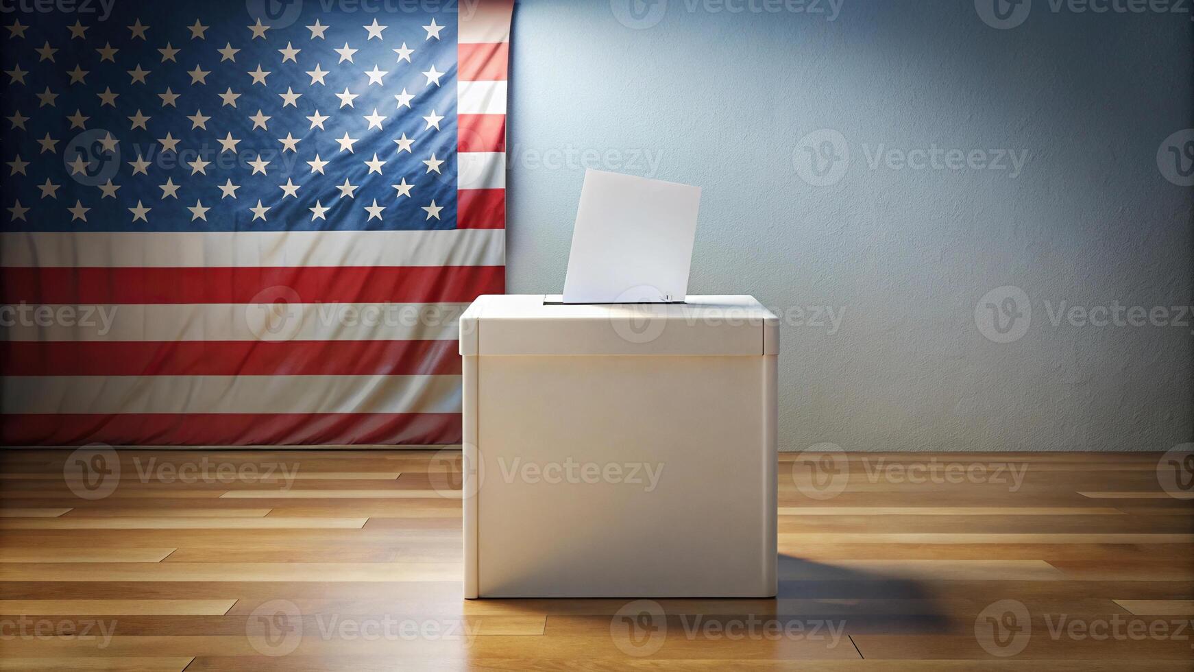 Panoramic ballot box for collecting votes in American election photo