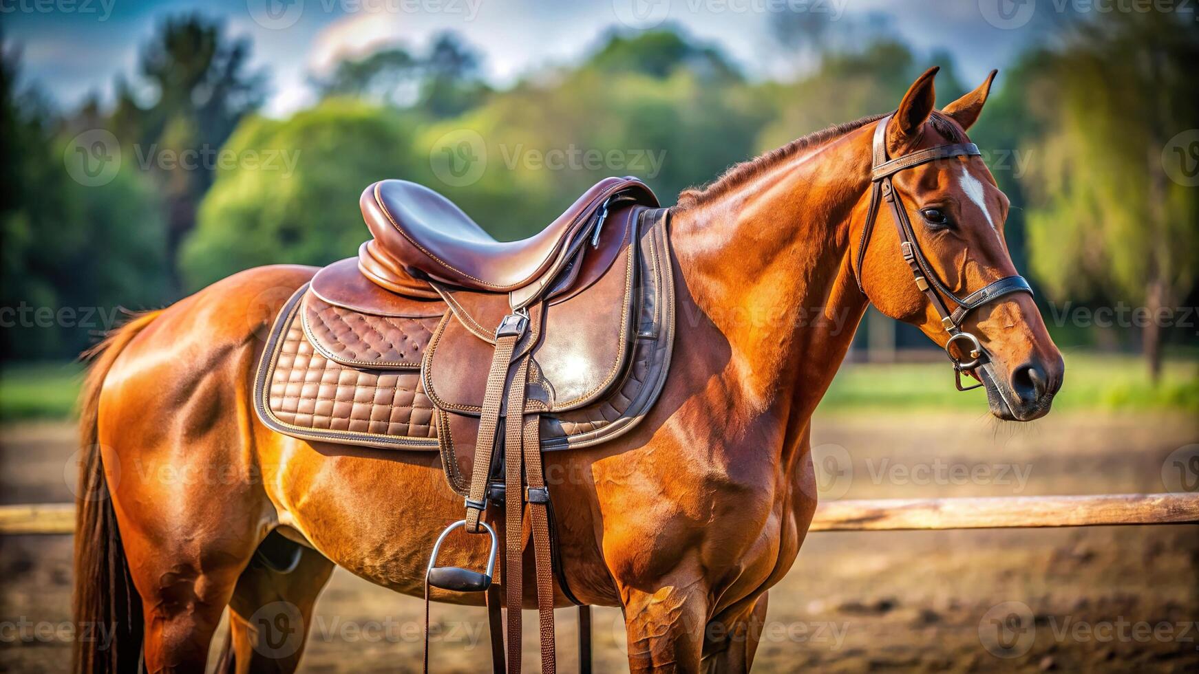 Panoramic horseback ride in style photo
