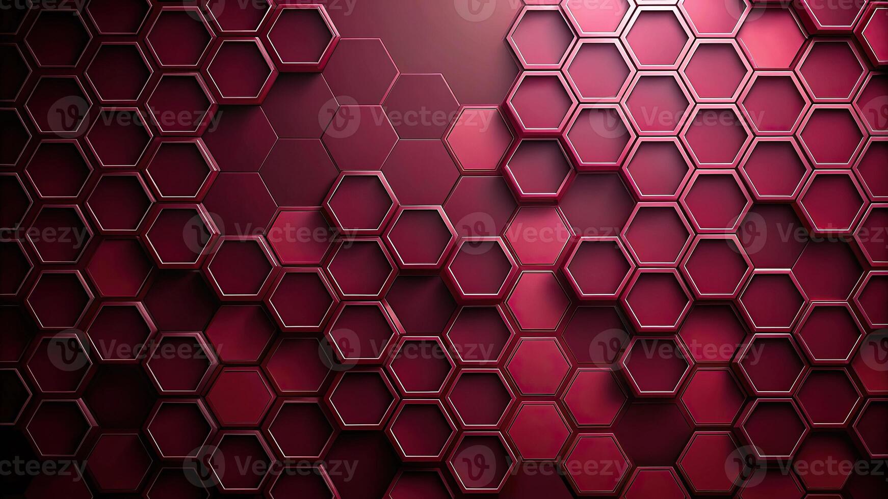 Panoramic maroon abstract background with hexagons photo