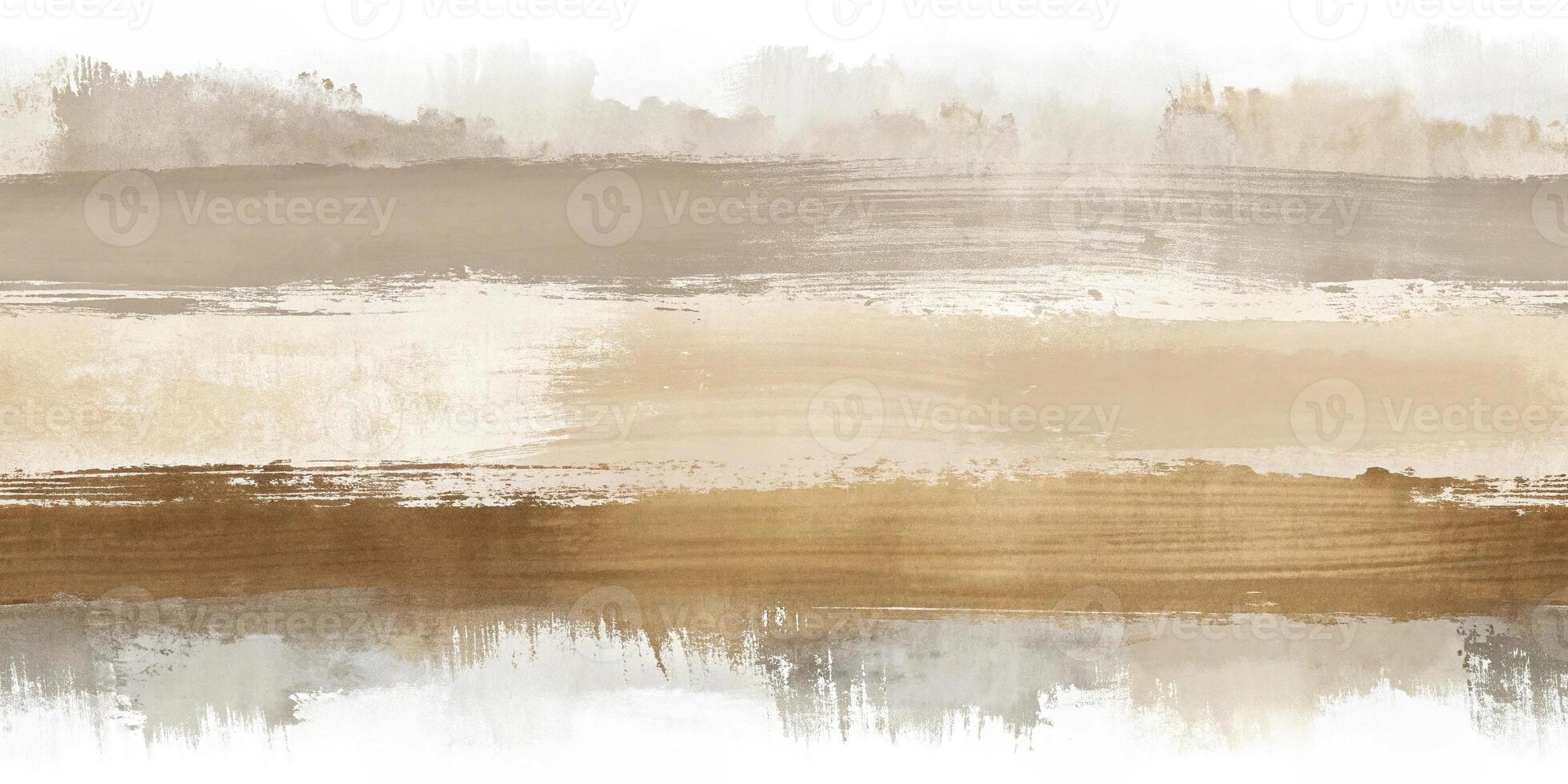 Panoramic minimalist abstract background with broad brush strokes in neutral earth tones photo