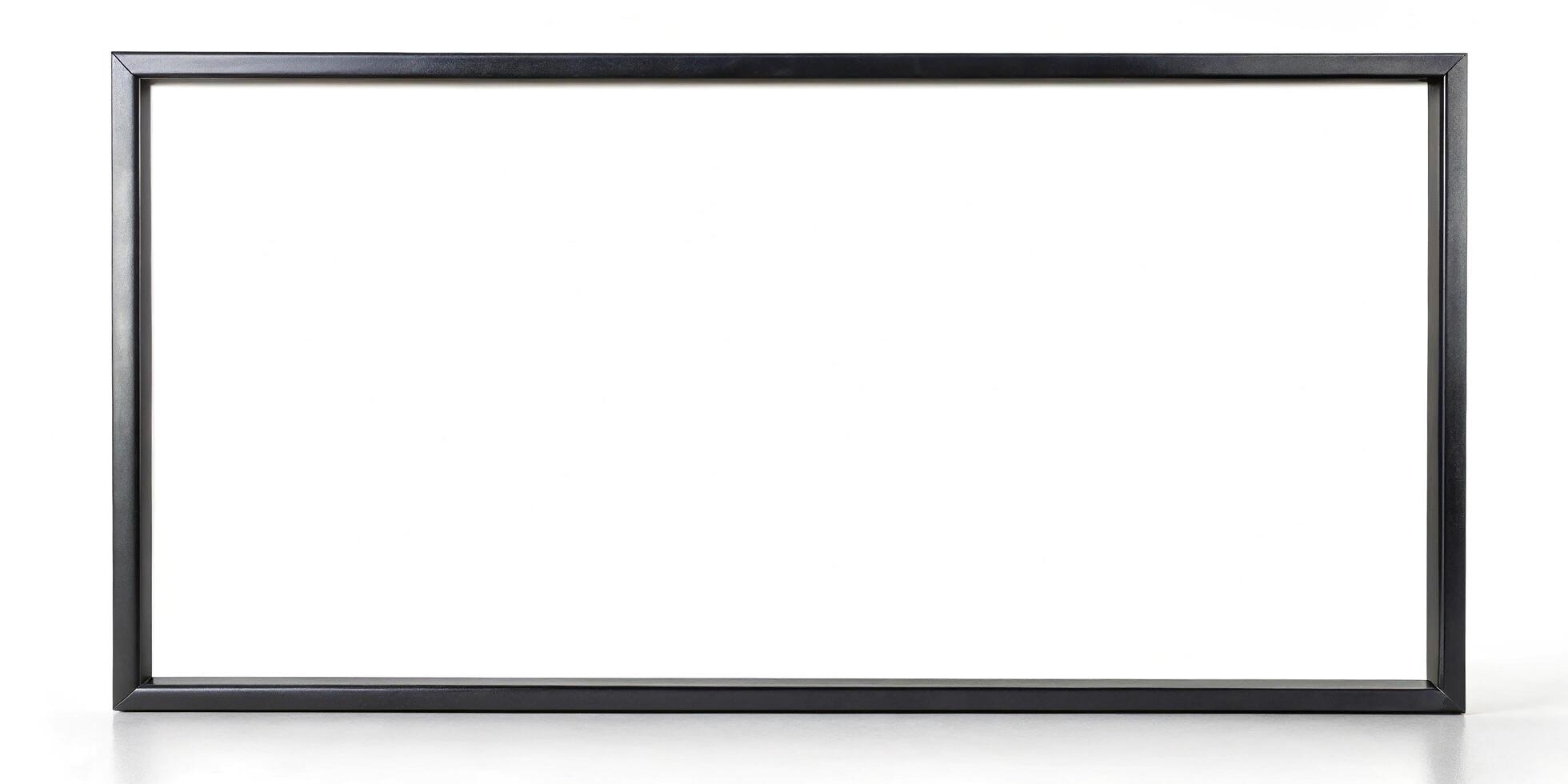 Reflected picture frame with thin black steel frame viewed from the front photo