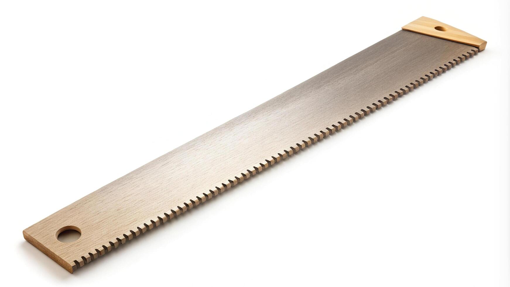 Reciprocating saw blade for wood isolated on white background at tilted angle photo