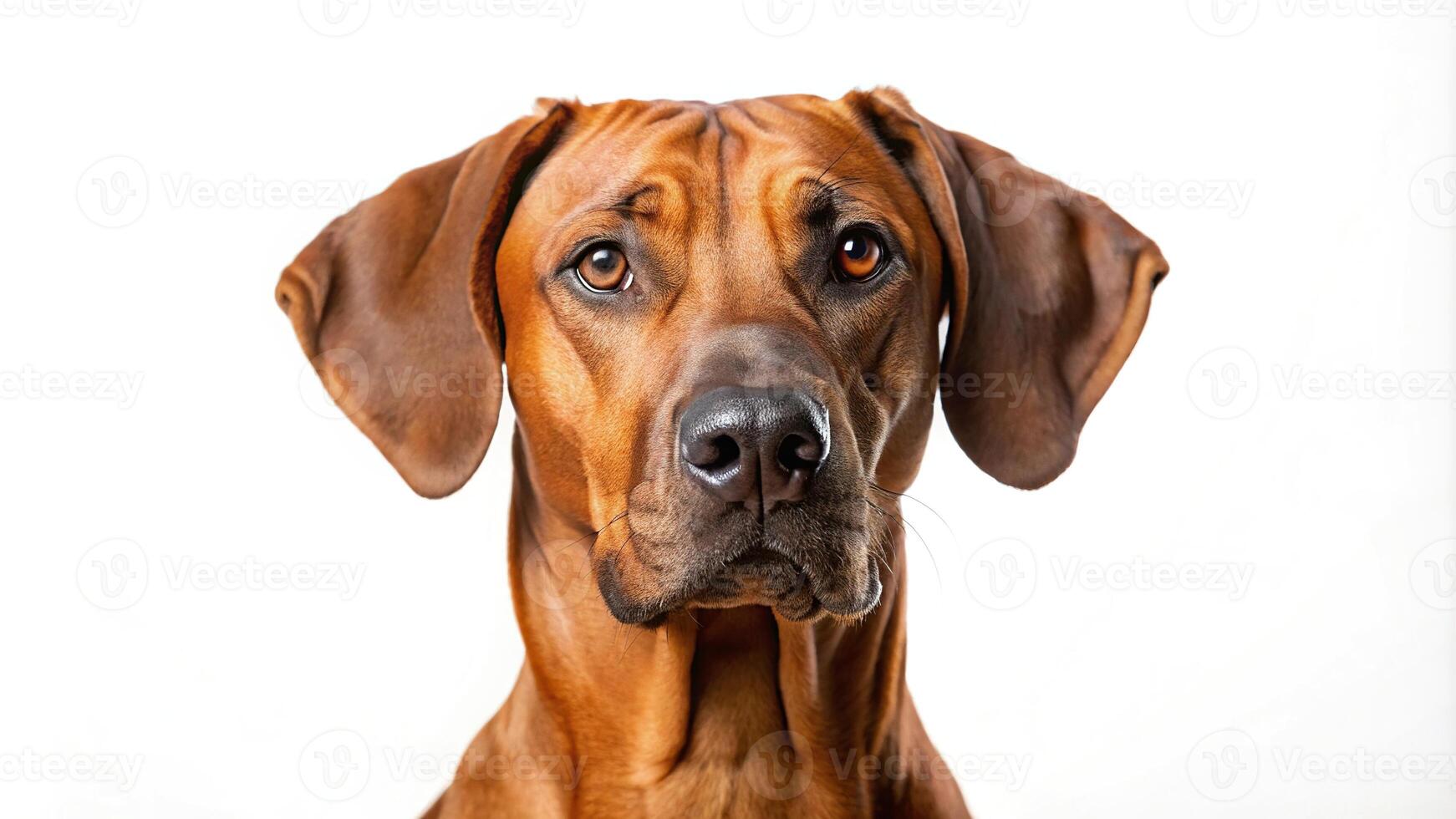 Rhodesian Ridgeback dog isolated on white background at eye level photo