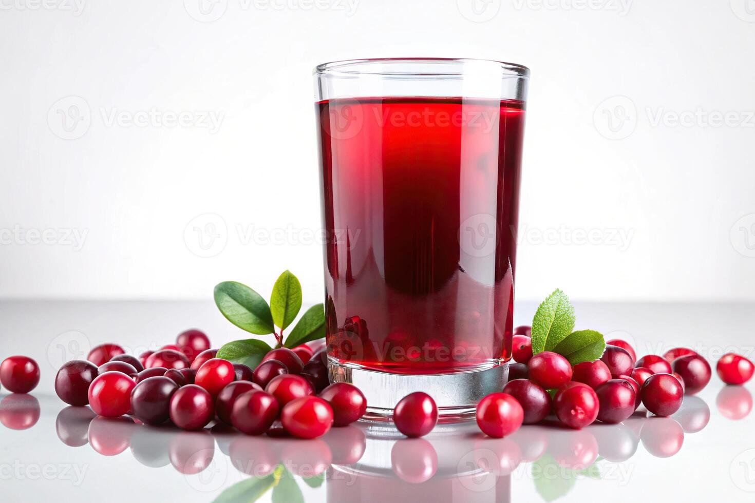 Refreshing glass of cranberry juice on a white background with leading lines photo