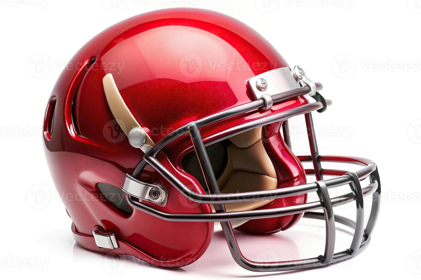 Red American football helmet isolated on white background with clipping path photo