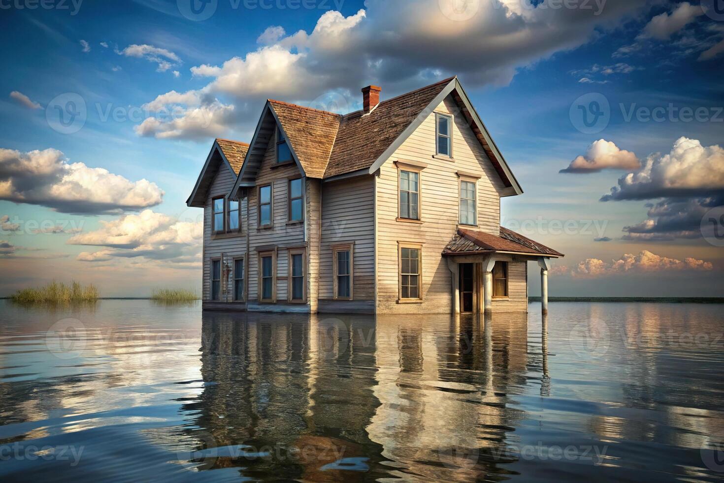 Restoration of a water damage in a house with forced perspective photo