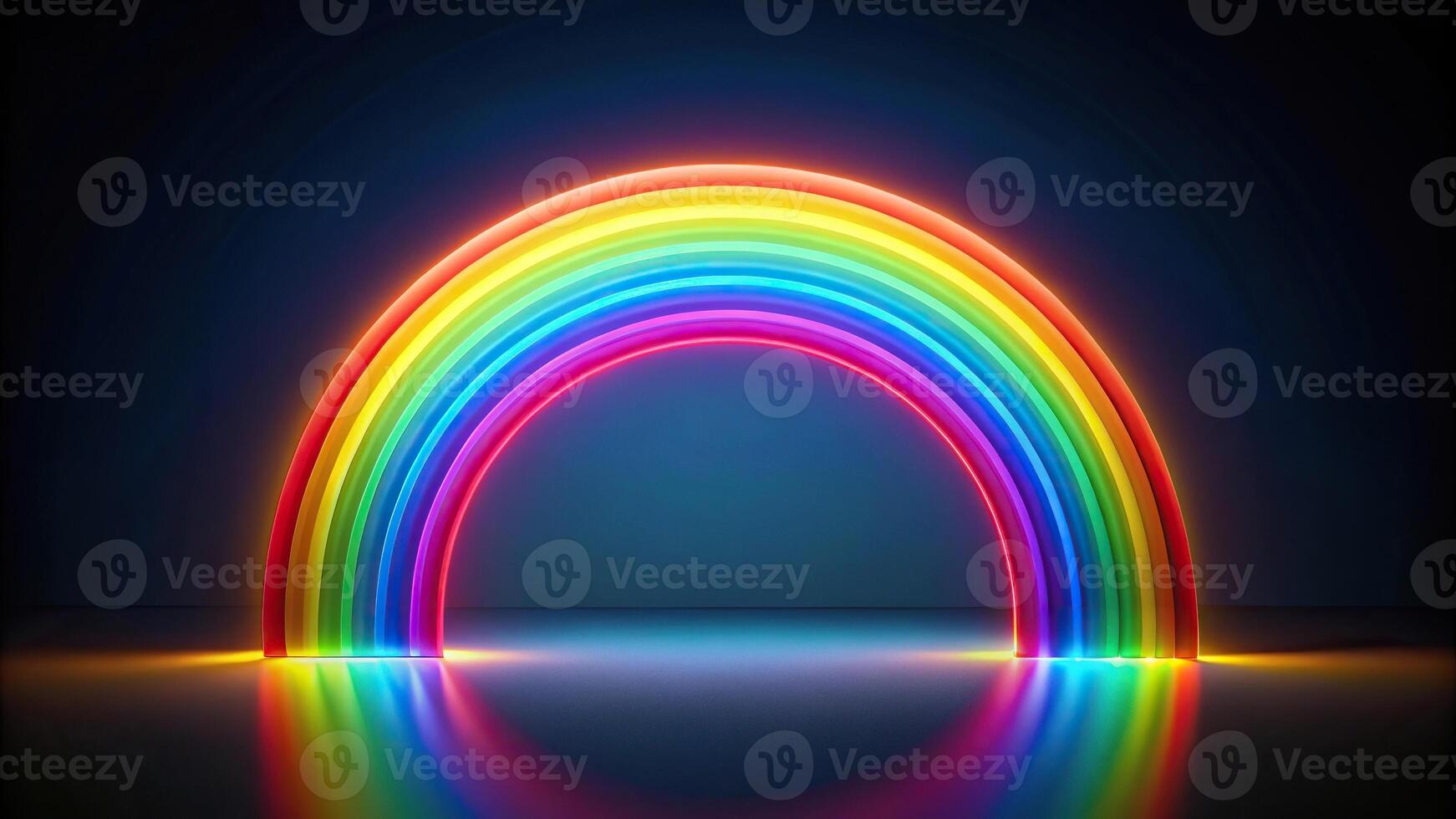 Retro gradient light spectre rainbow on dark background with low angle view photo