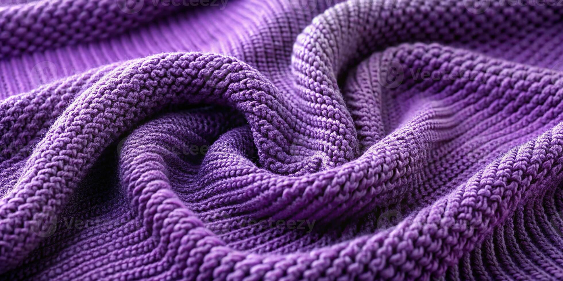 Purple knit fabric with distinct ribbed texture and curved seam, medium shot photo