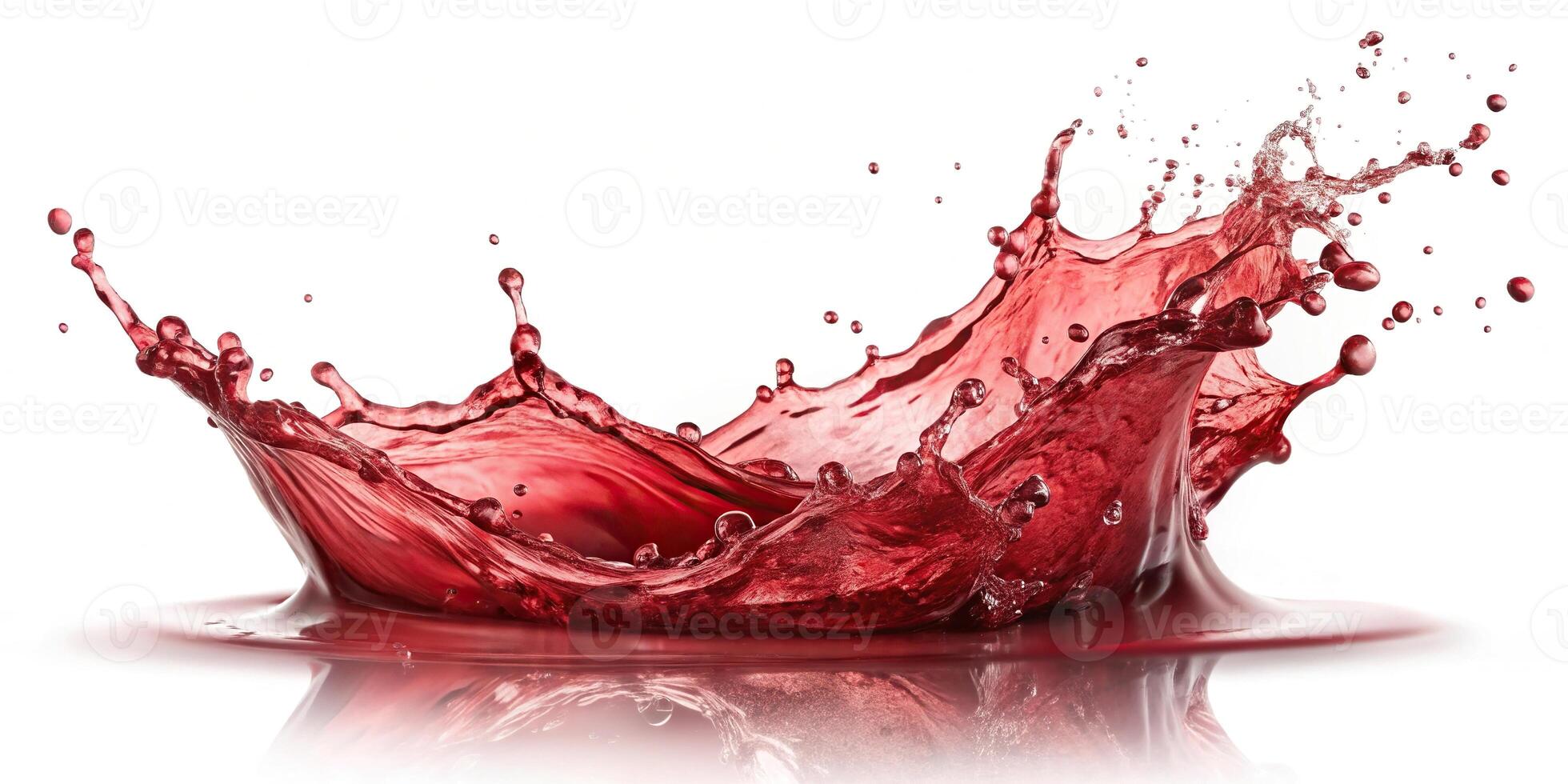 Red wine splash in glass on white background, Macro shot photo