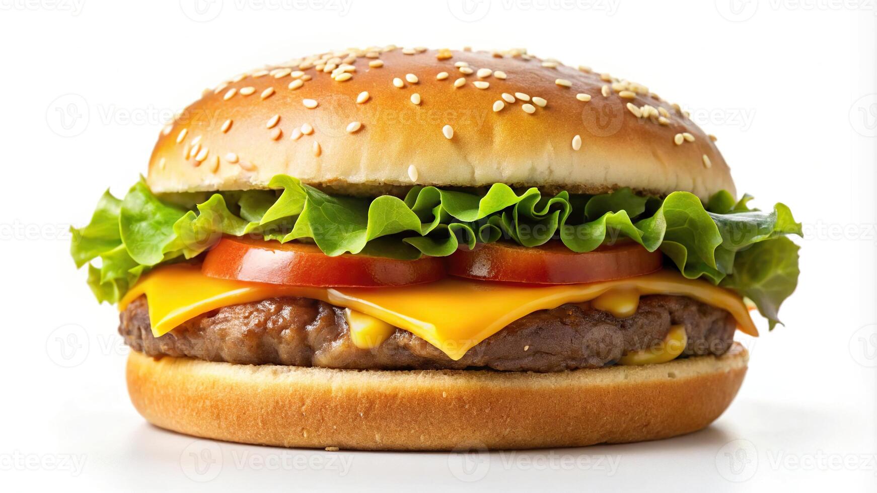 Panoramic cheeseburger isolated on white background photo
