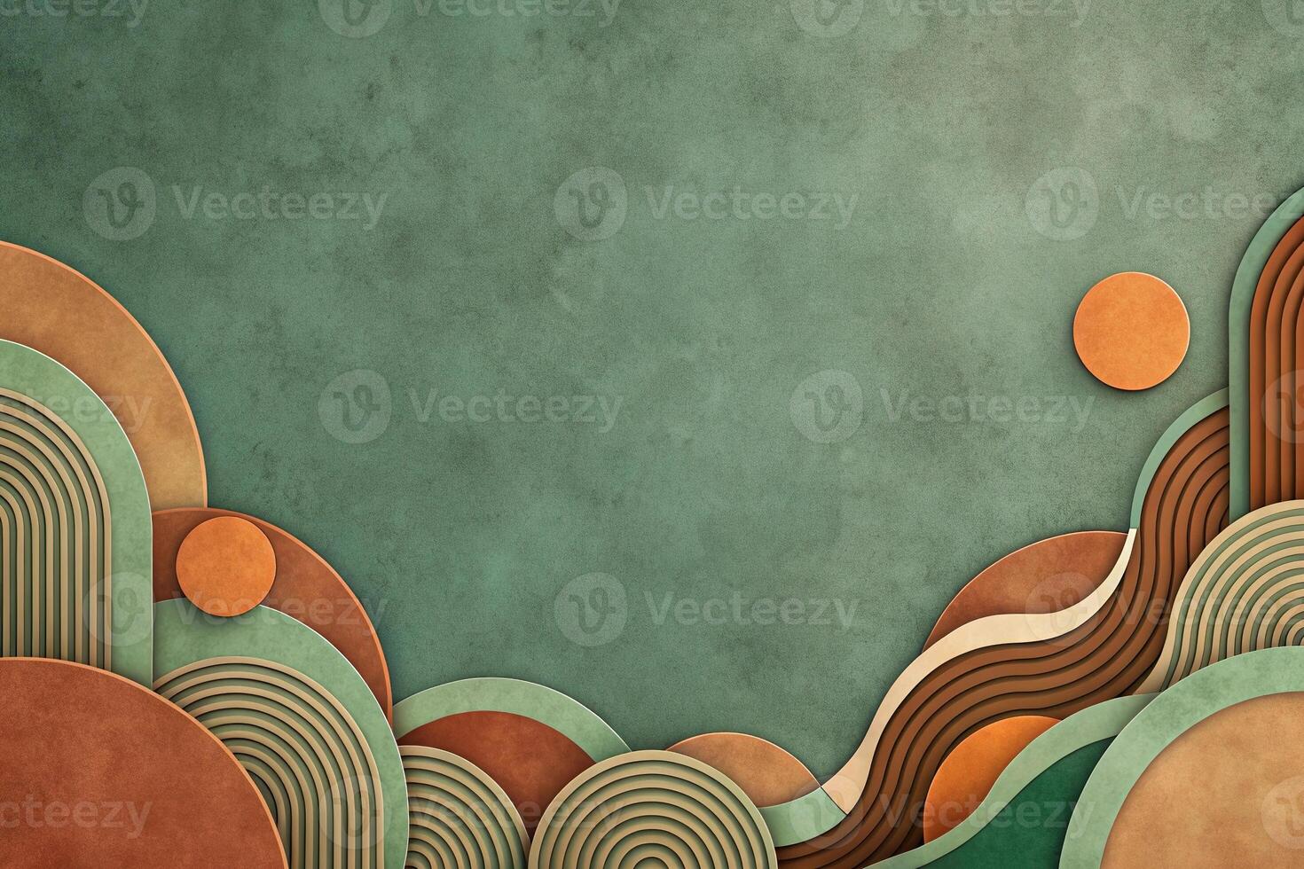 Panoramic mid century inspired paper art desktop background photo