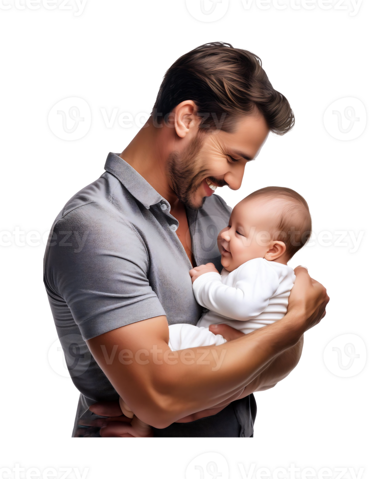 A man holding a baby in his arms png