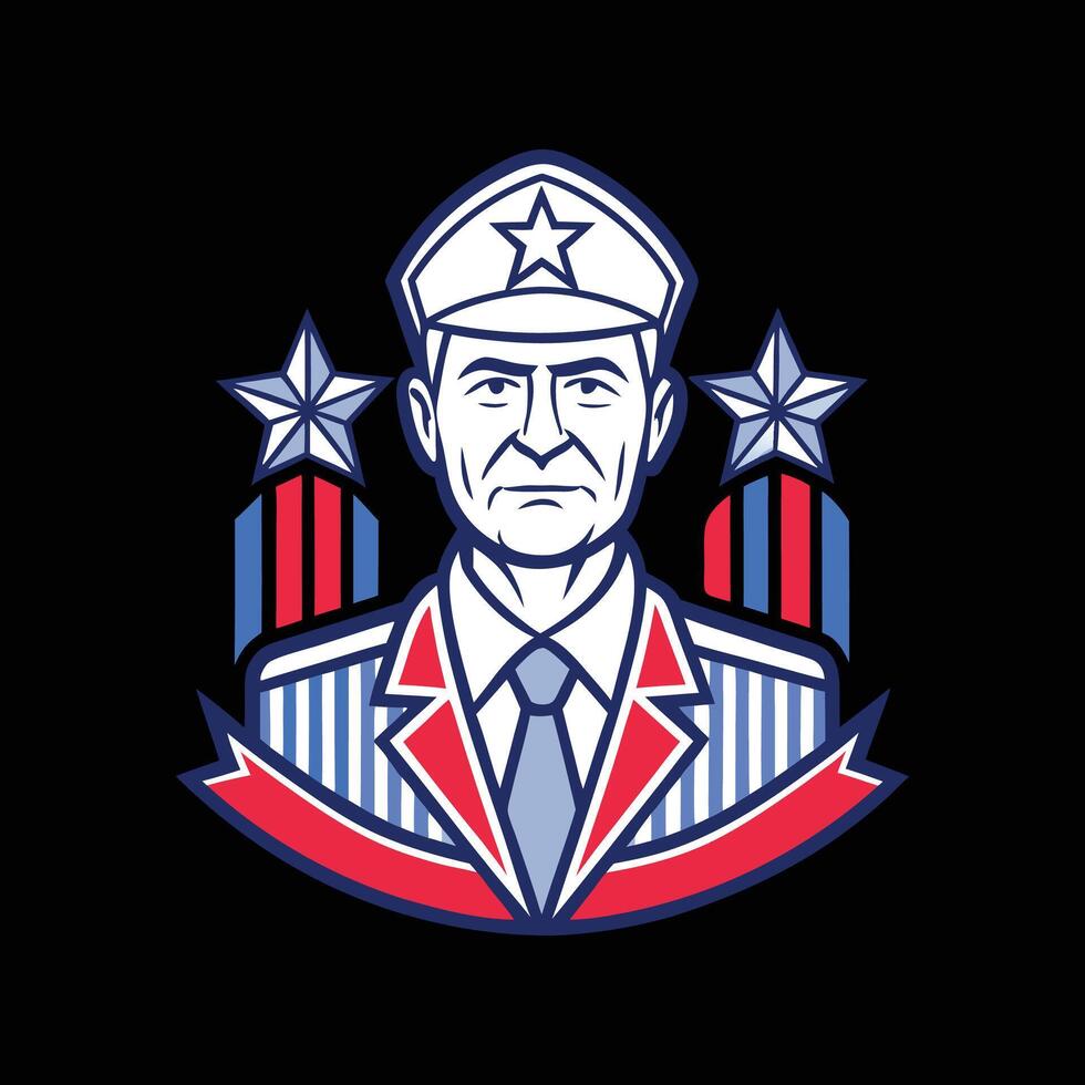 A patriotic american man in uniform with stars on his chest vector