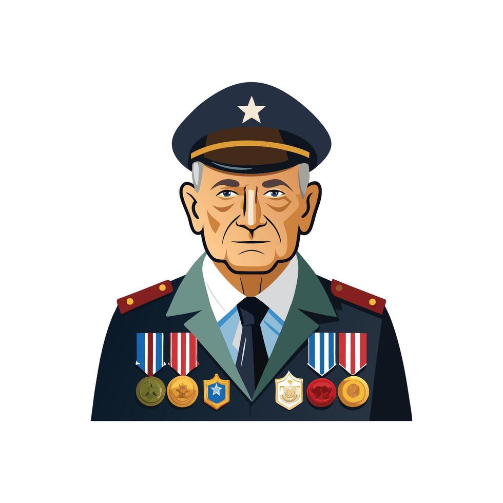 Veteran Tribute with Medals and Cap Illustration vector