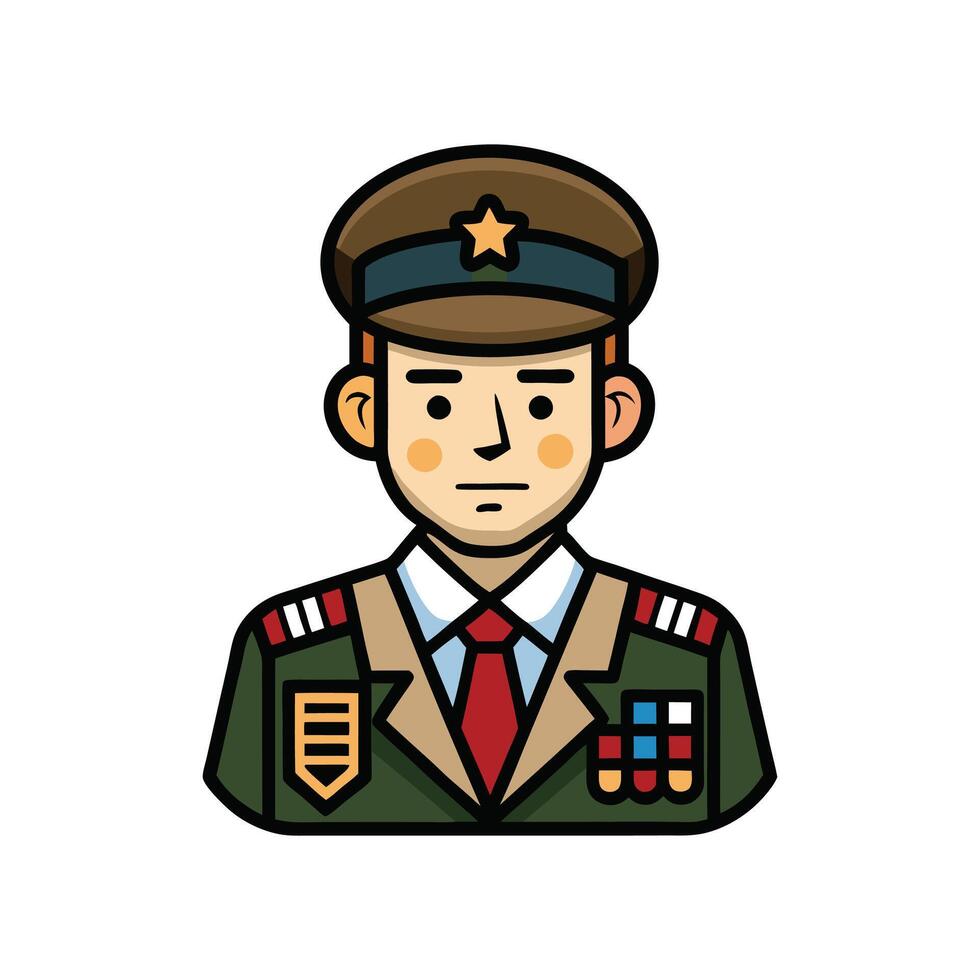 Military officer icon, flat style illustration vector