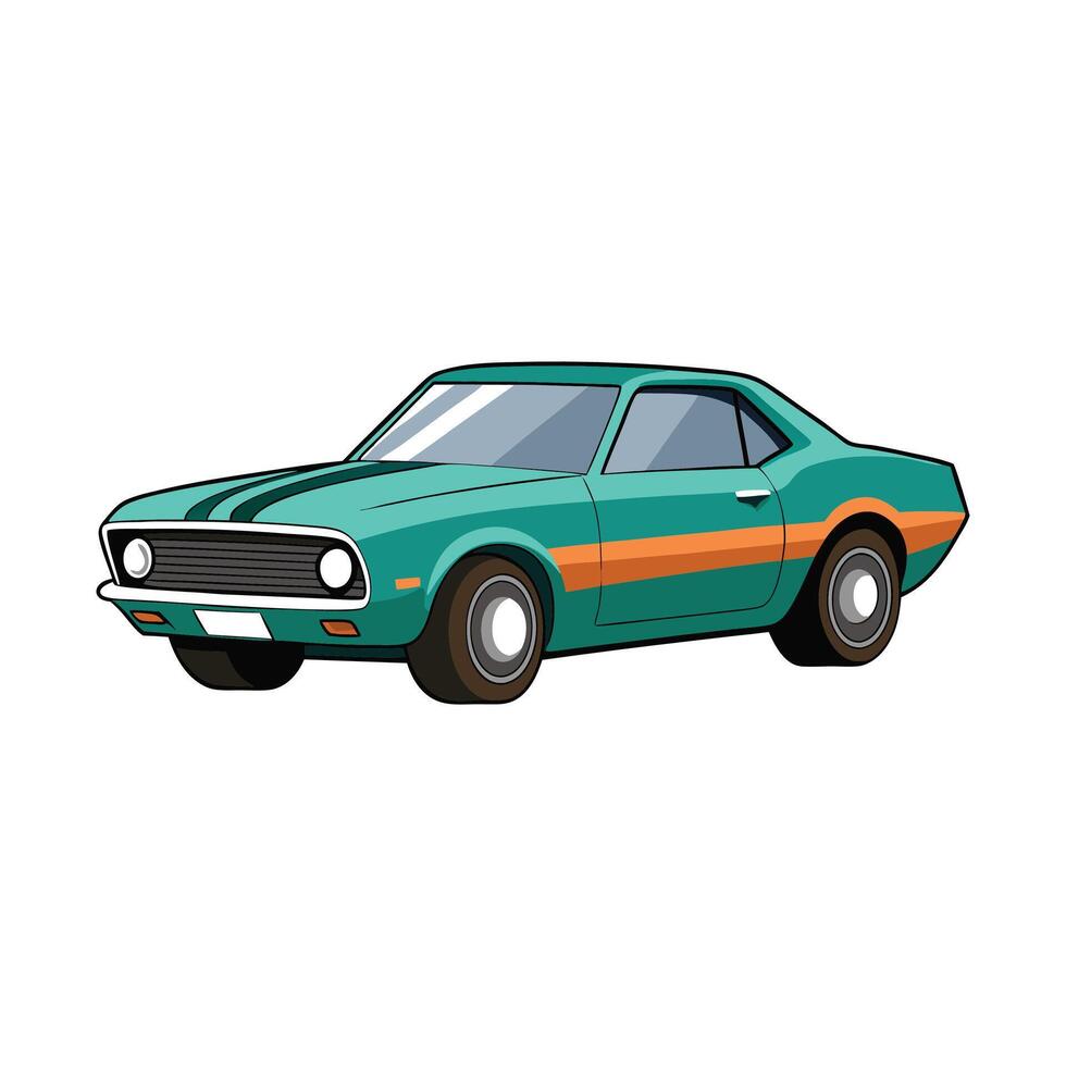 A cartoon car with a green stripe on the side vector