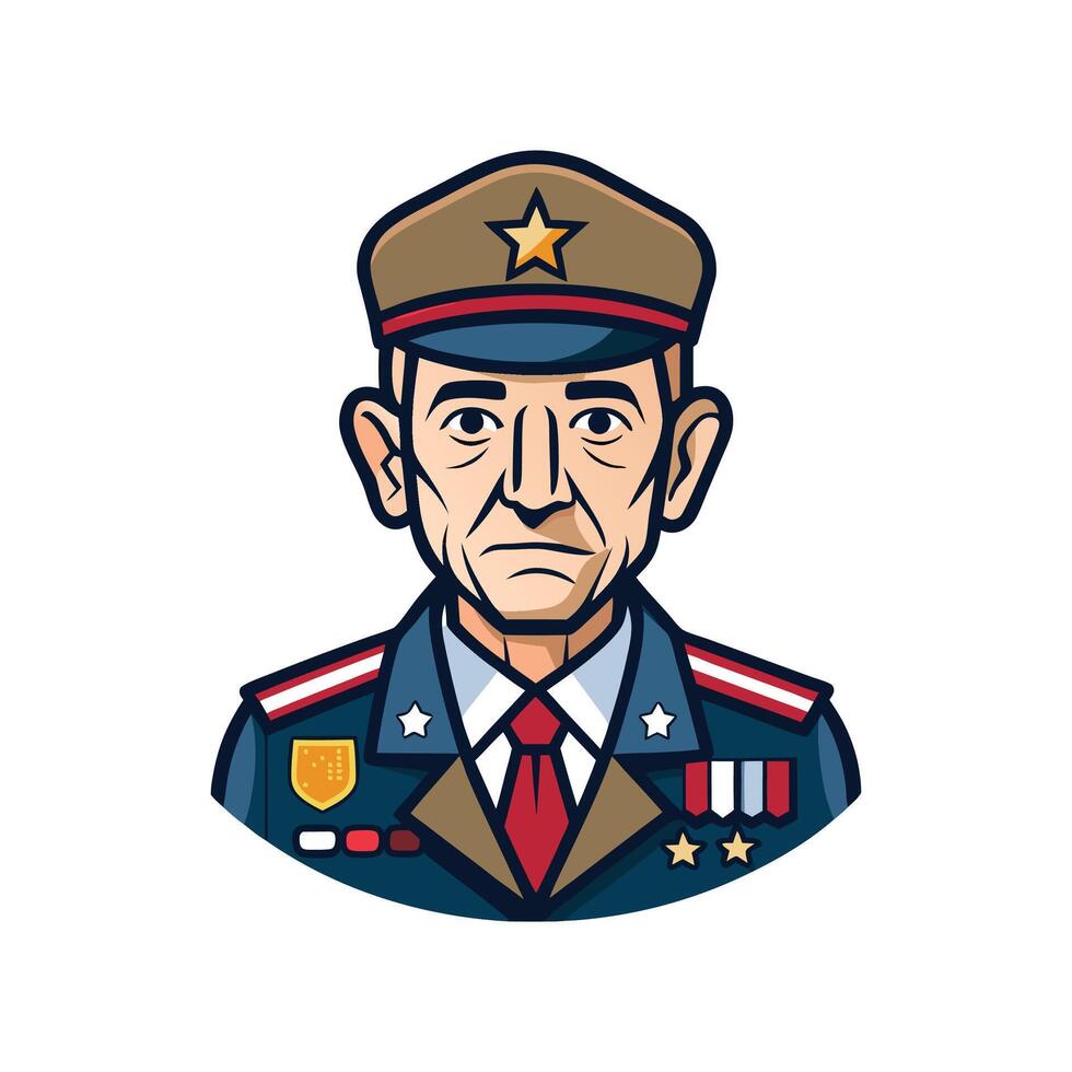 A cartoon image of a military officer vector