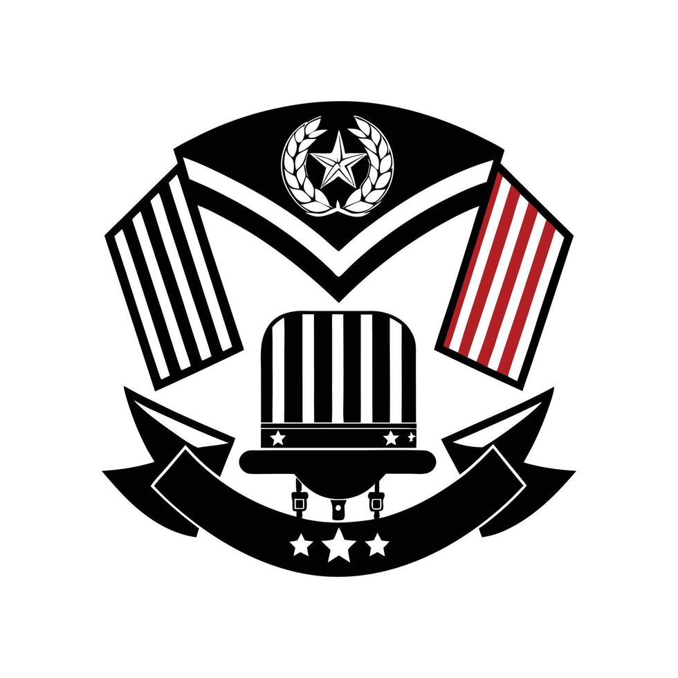 The emblem of the american flag and the american flag vector